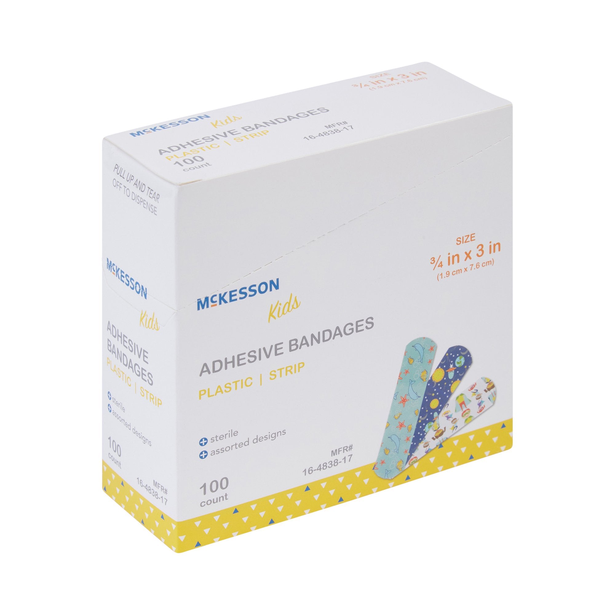 McKesson Kids™ Kid Design (Assorted Prints) Adhesive Strip, 3/4 x 3 Inch (100 Units)