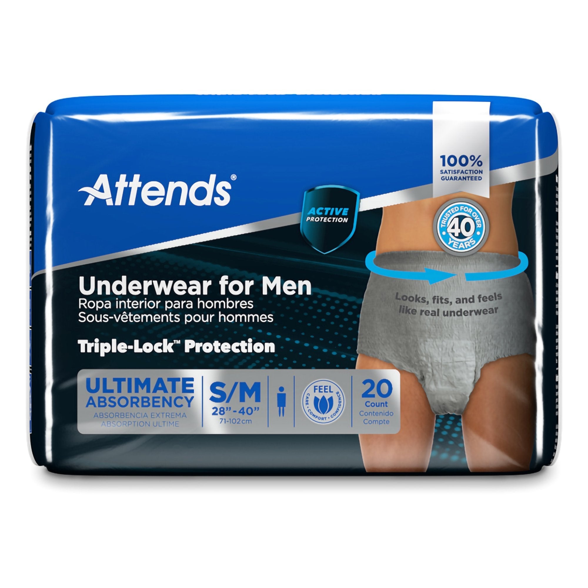 Attends® Discreet Men's Underwear, Level 5, Small / Medium (20 Units)