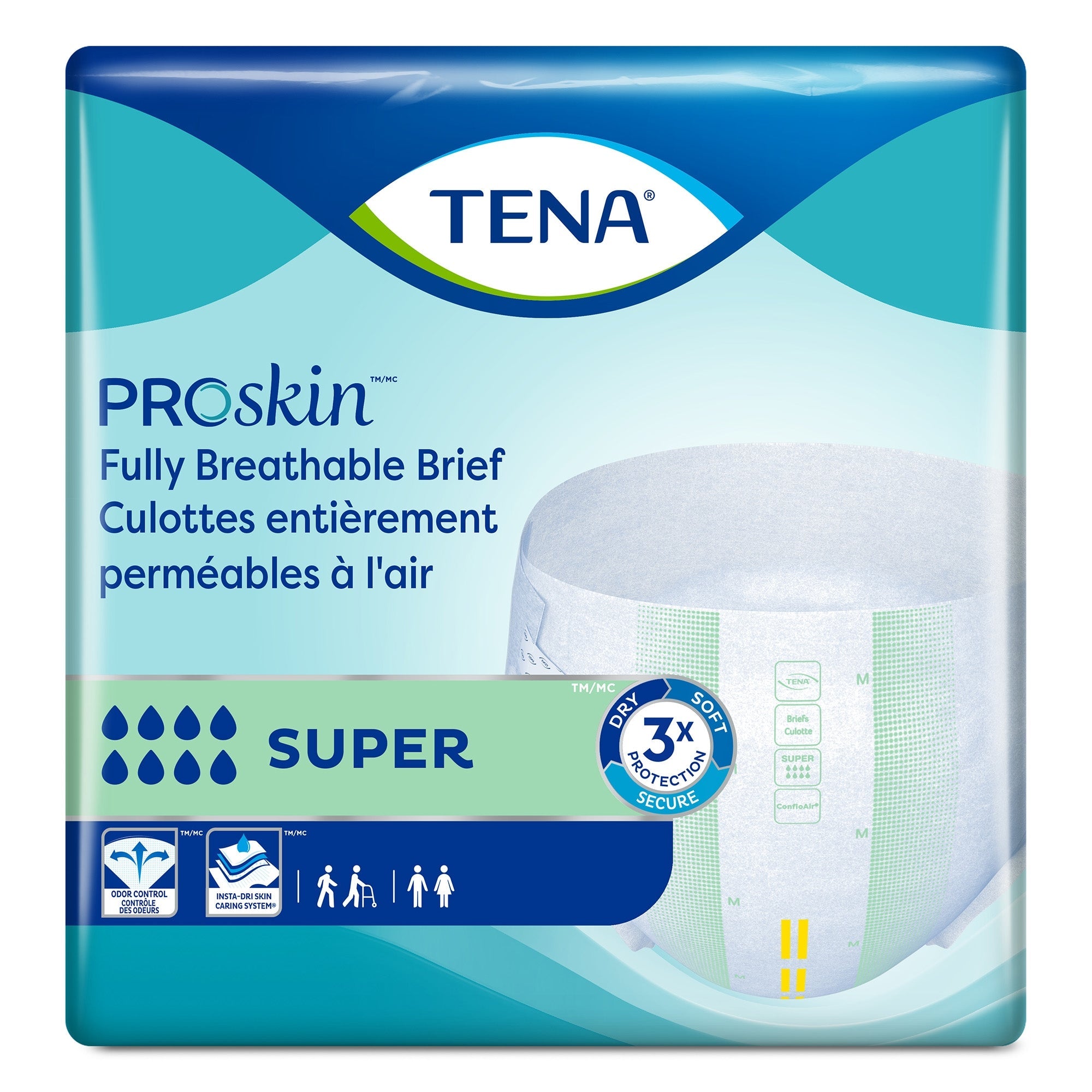 Tena ProSkin Stretch Super 3XL Incontinence Briefs, Heavy Absorbency (8-Pack)