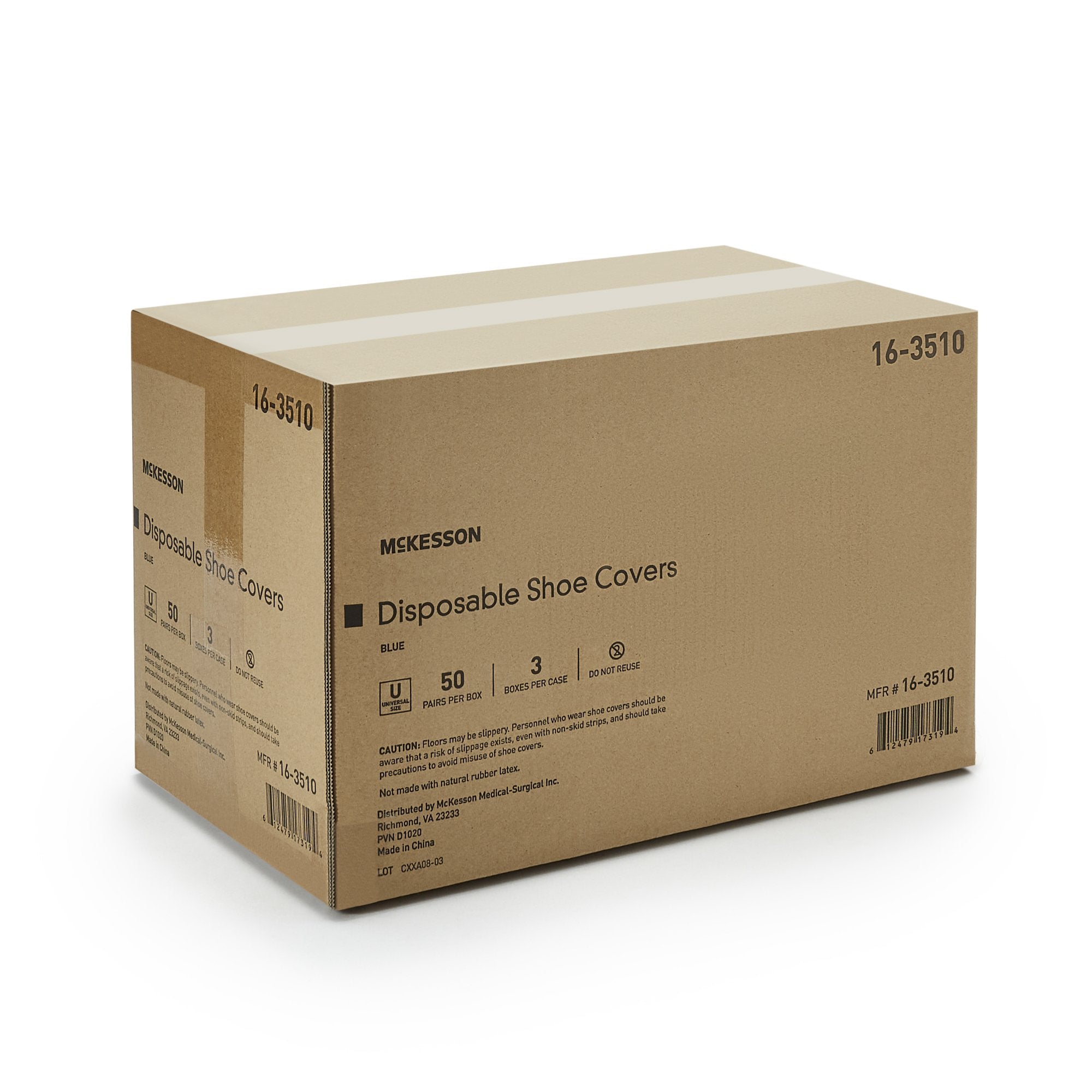 McKesson Shoe Cover, One Size Fits Most Shoe, High, Non-Skid Sole, Blue, Non-Sterile (50 Units)