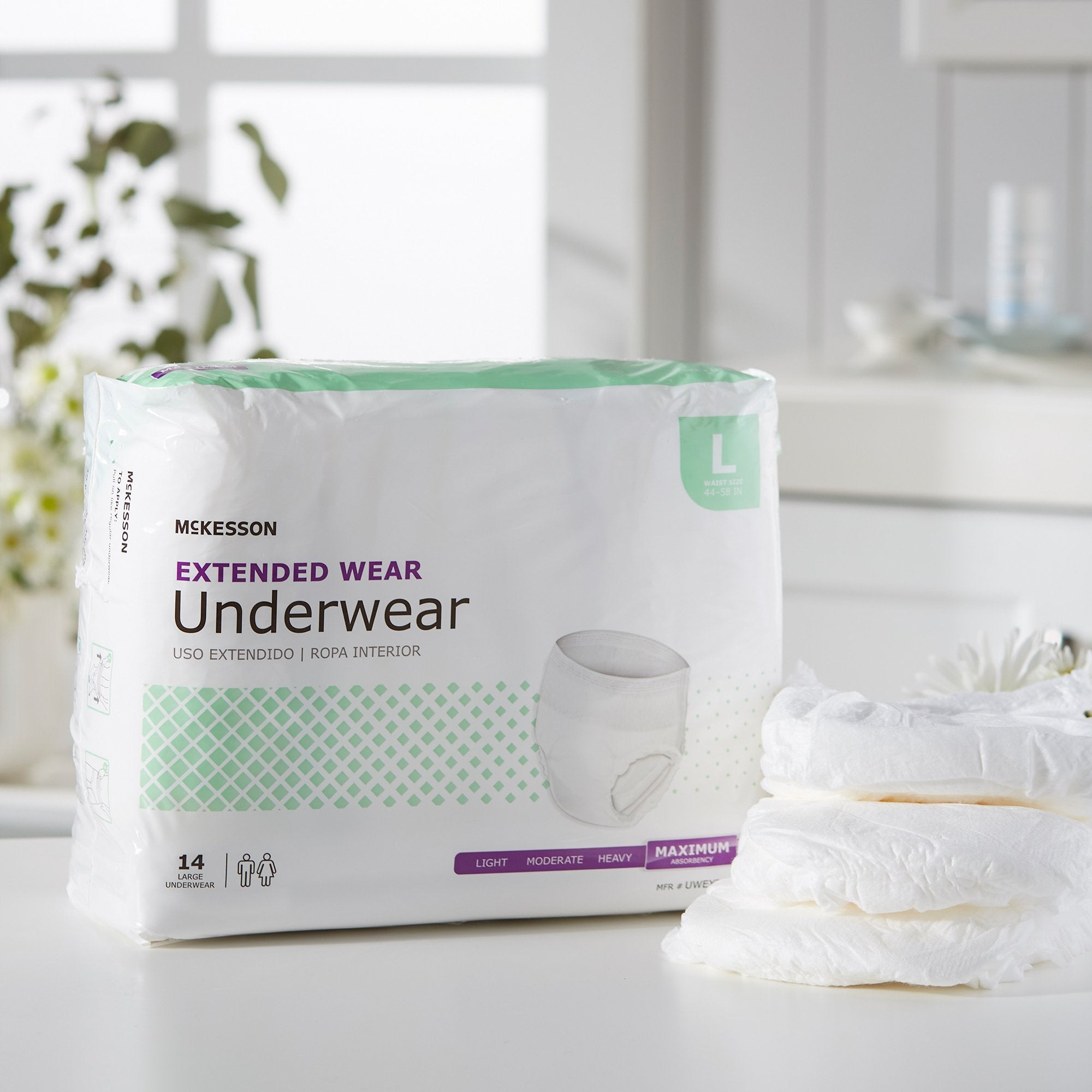 McKesson Extended Wear Maximum Absorbent Underwear, Large (14 Units)