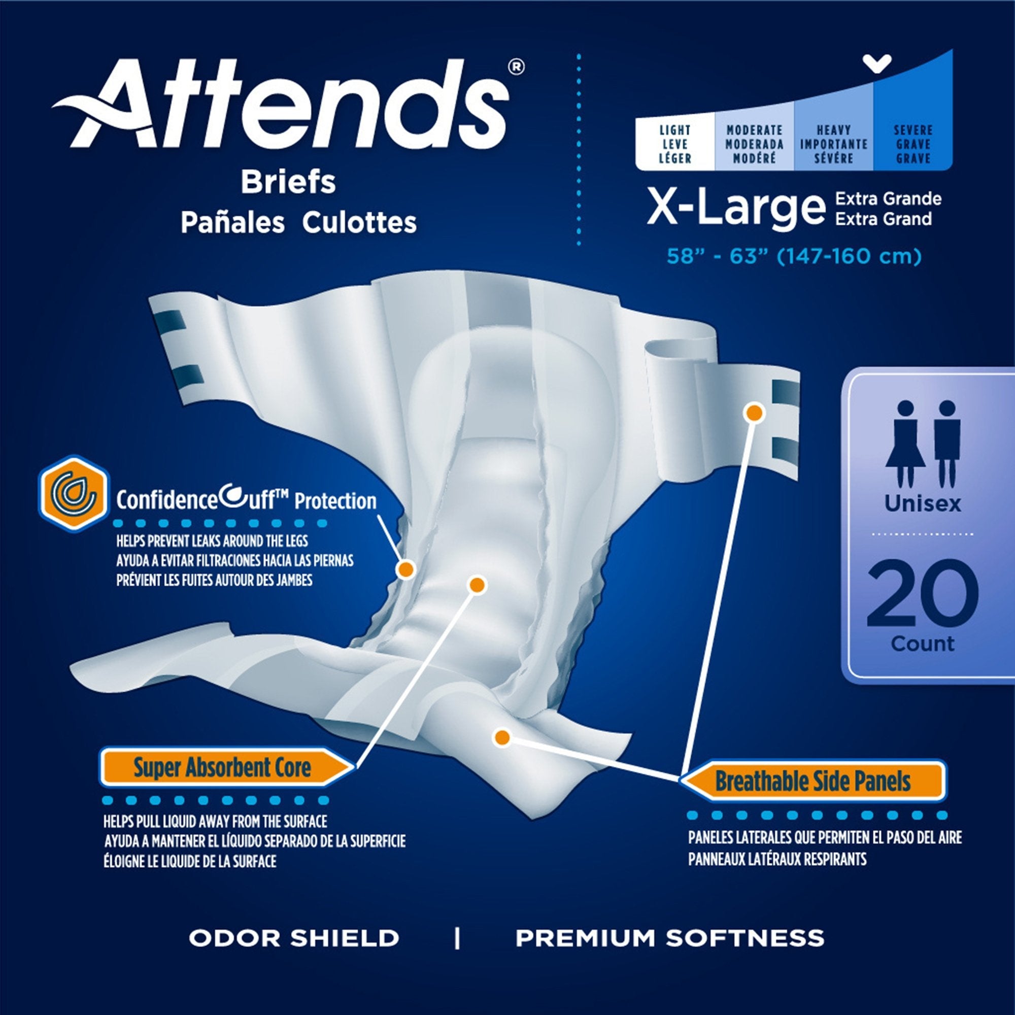 Attends Briefs XL Heavy Absorbency Adult Incontinence Aid - 20 Pack