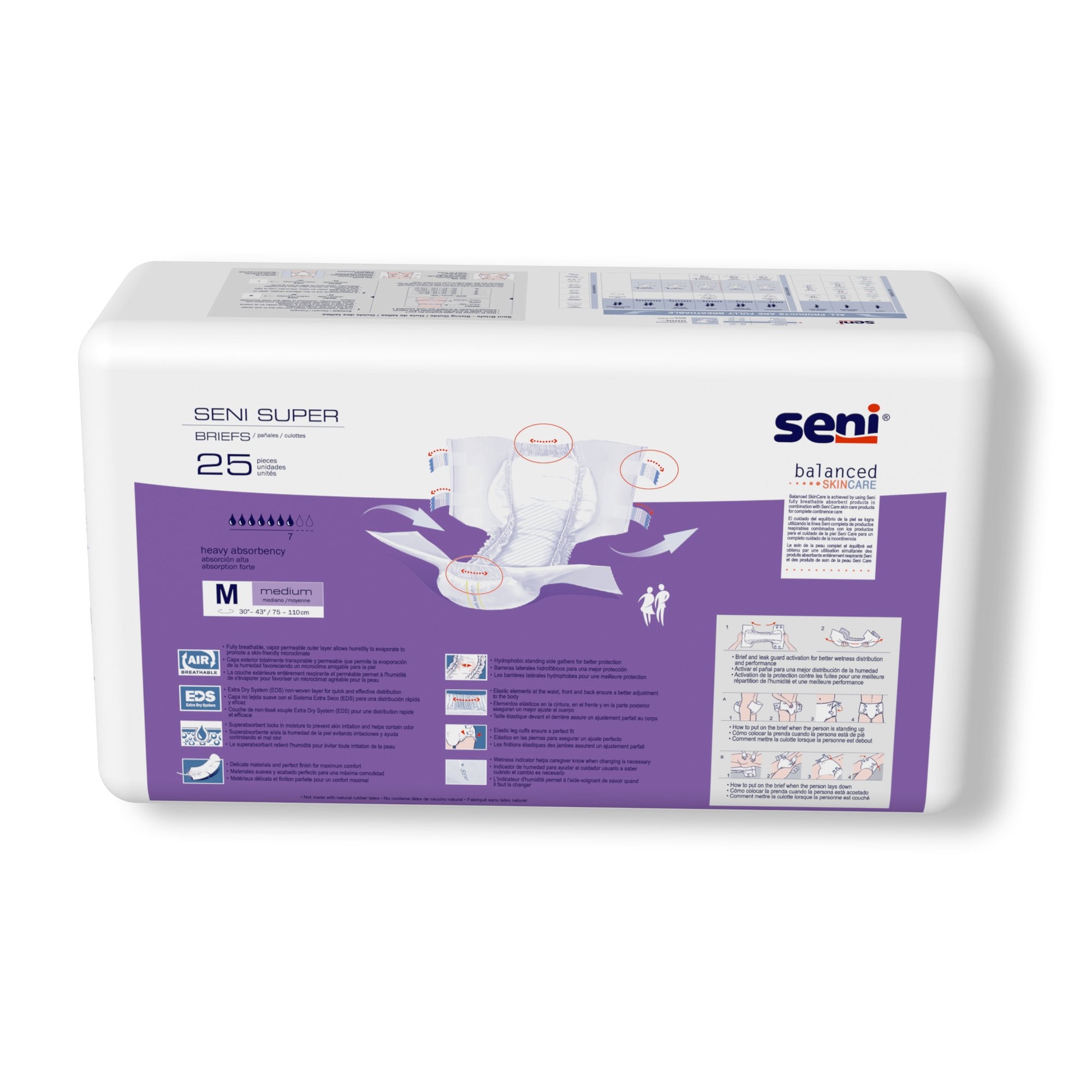 Seni® Super Heavy Absorbency Incontinence Brief, Medium (25 Units)