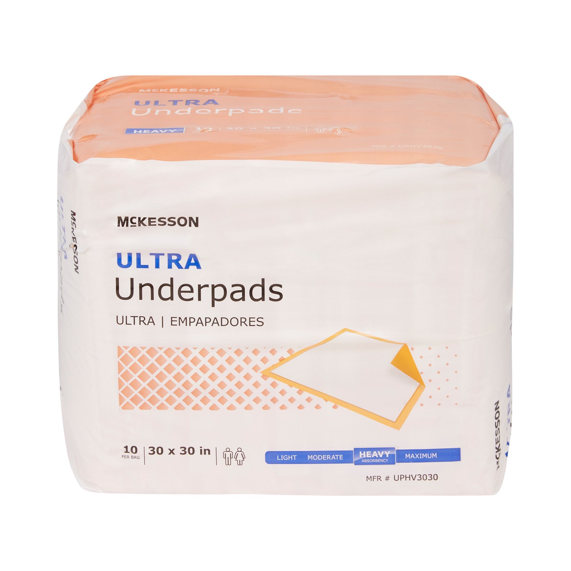 McKesson Ultra Heavy Absorbency Underpads, 30x30" - 10 Pack for Incontinence Care