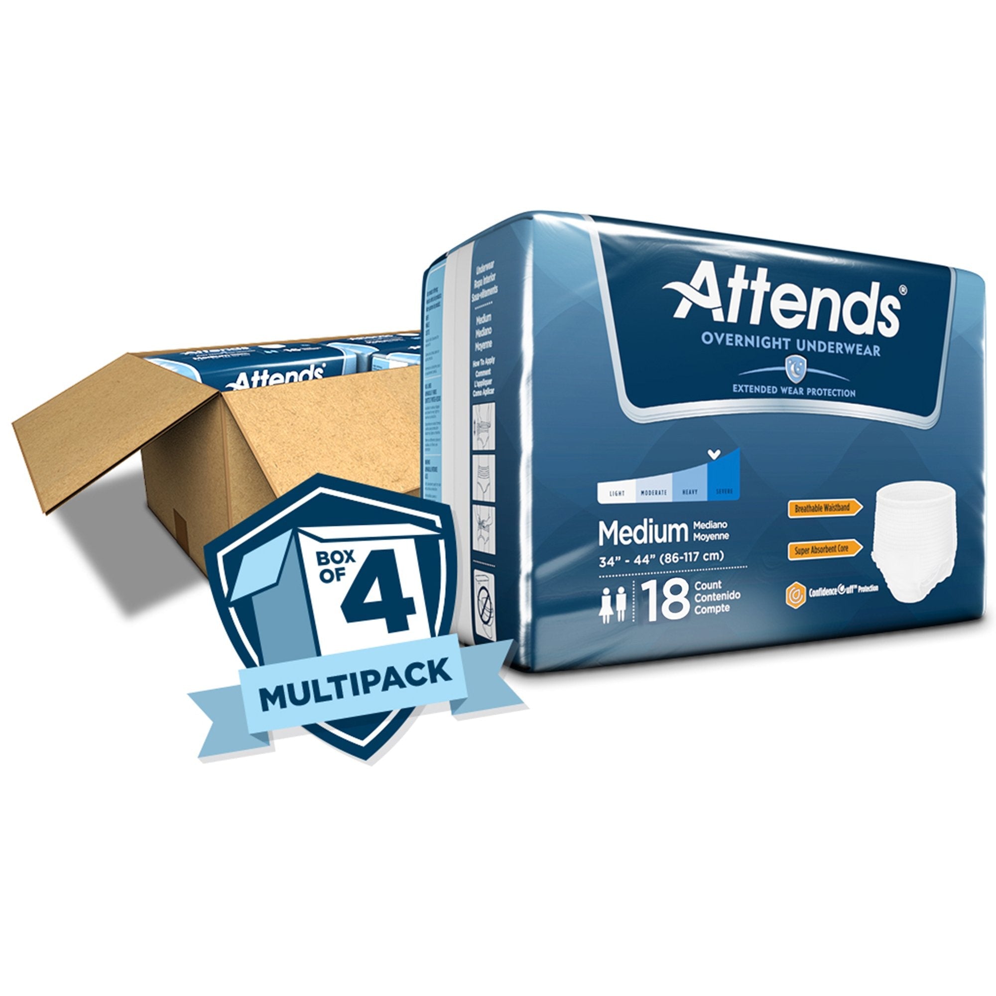 Attends® Briefs with Overnight Protection, Medium (18 Units)