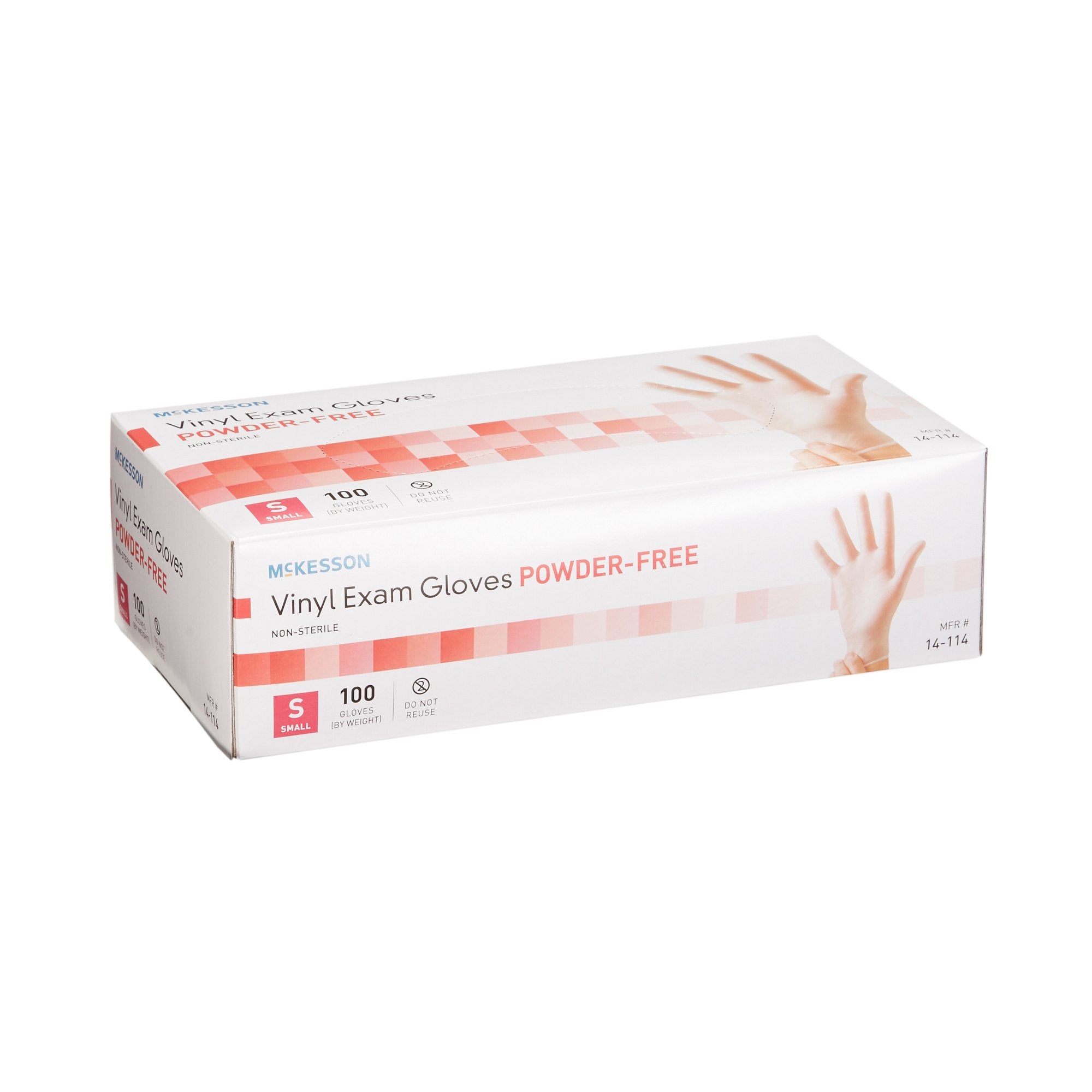 McKesson Vinyl Exam Gloves, Small Size, Clear, Smooth - 100 Pack