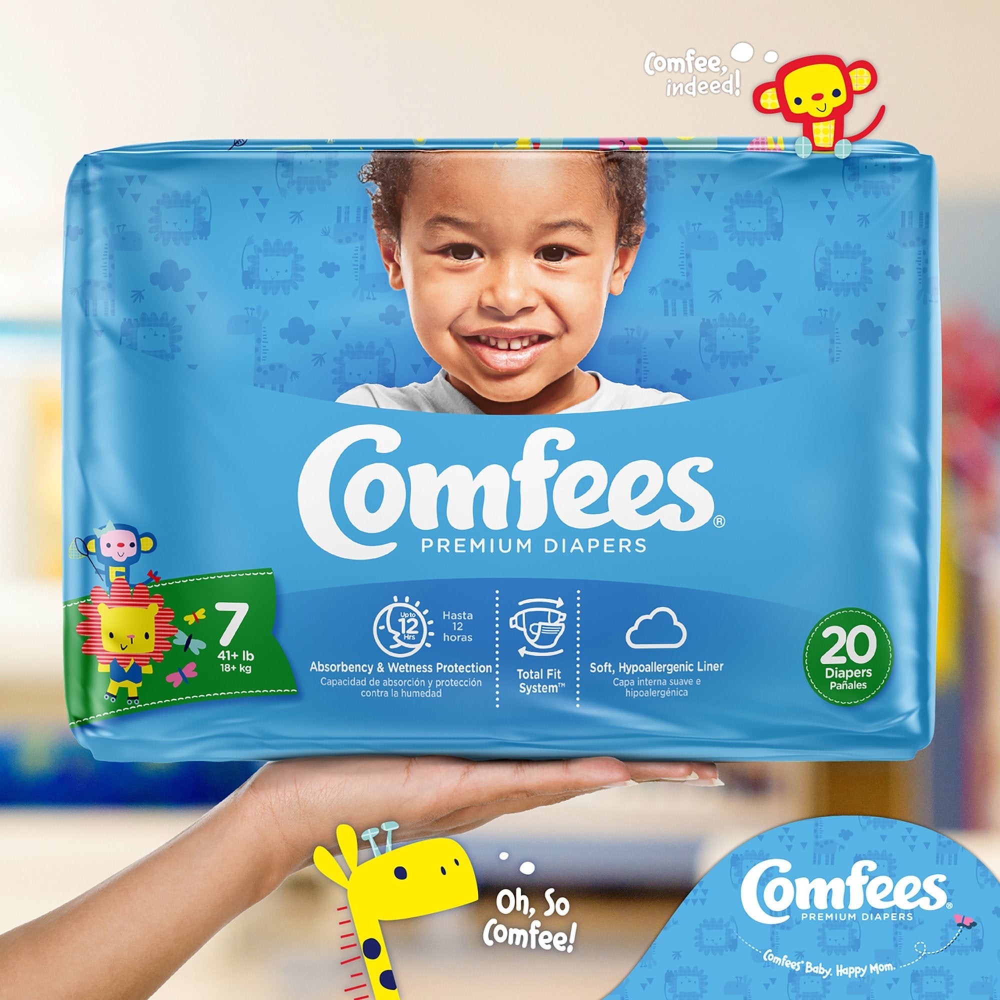 Comfees Premium Baby Diapers, Size 7, 20-Pack, DriNite Protection