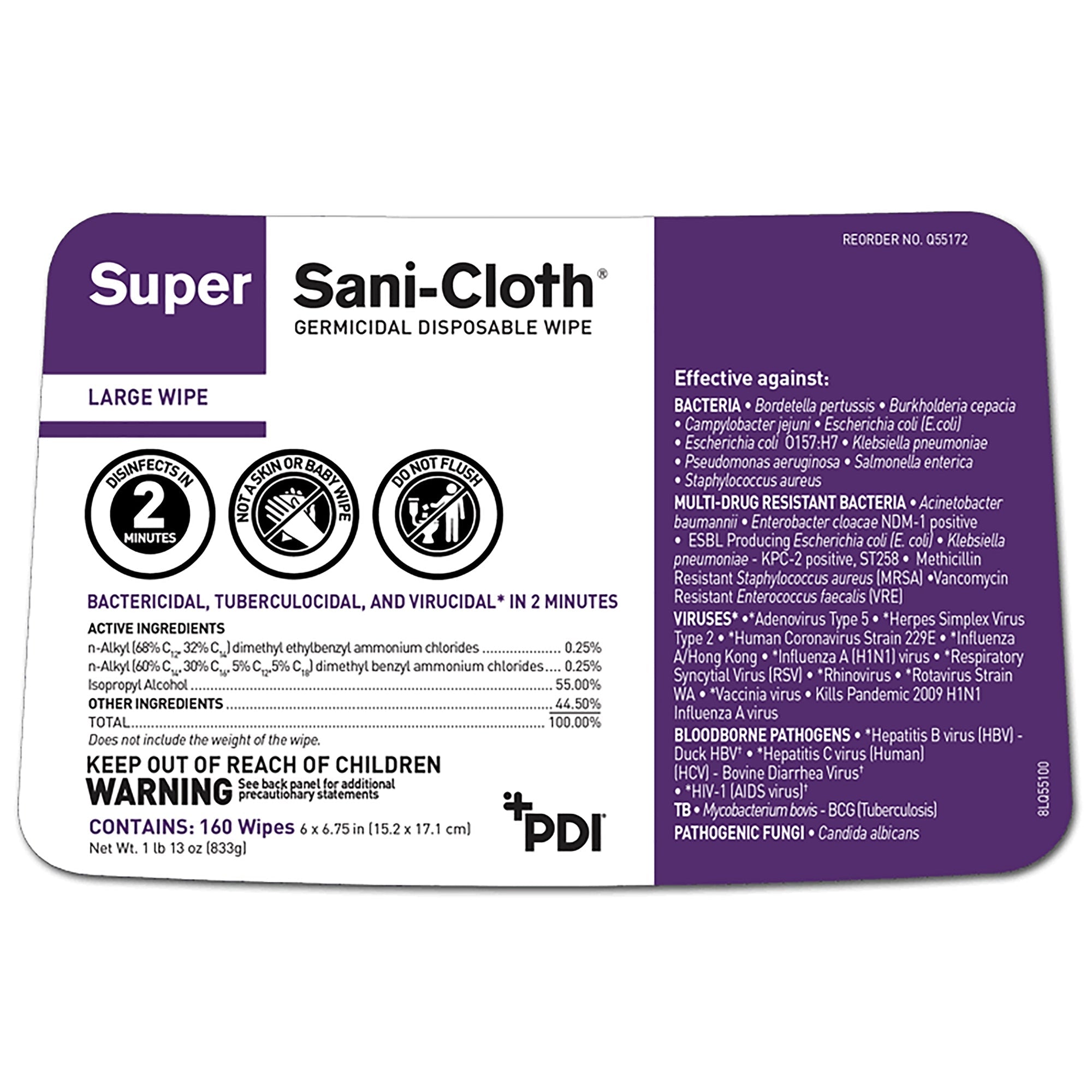 Super Sani-Cloth Disinfectant Wipes - Large Canister, 160ct - Quick Clean