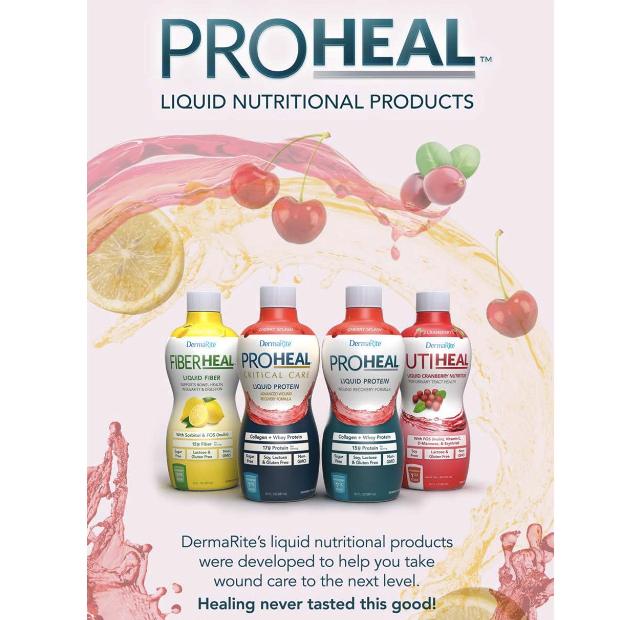 ProHeal™ Critical Care Cherry Splash Liquid Protein Wound Recovery Formula, 30-ounce bottle (1 Unit)