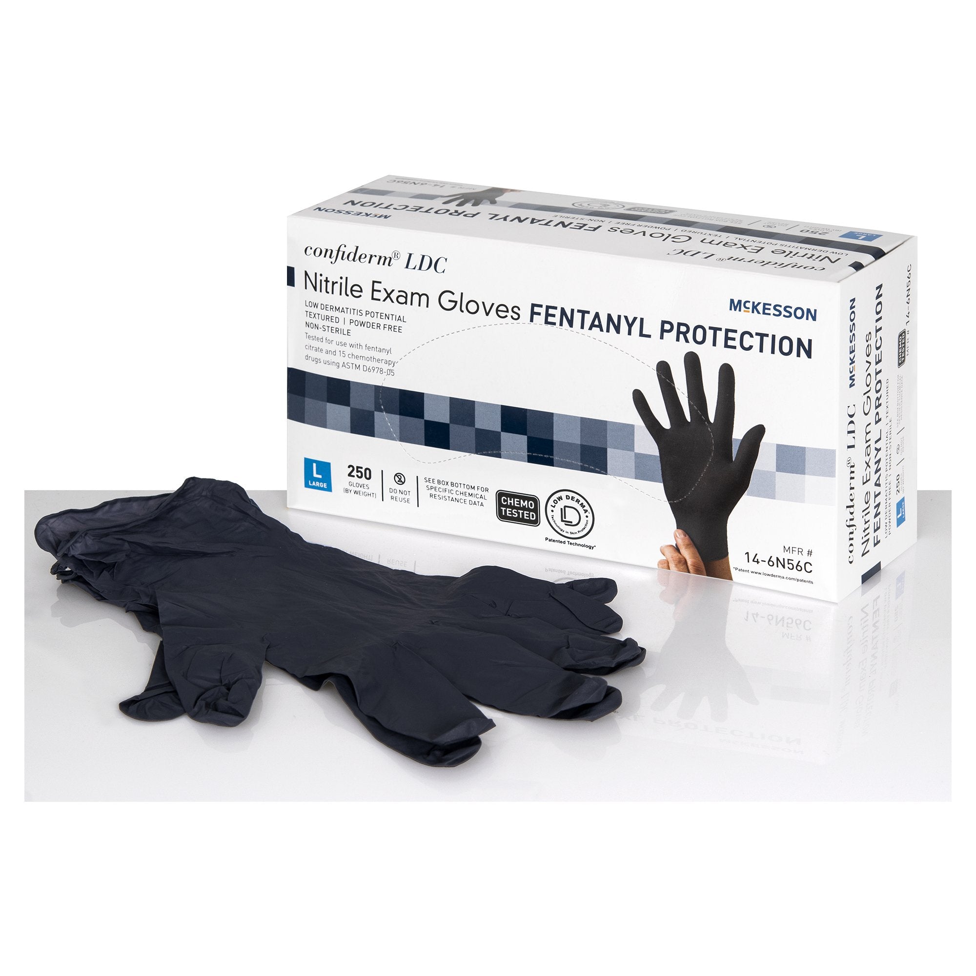McKesson Confiderm® LDC Vinyl Exam Glove, Large, Black (250 Units)