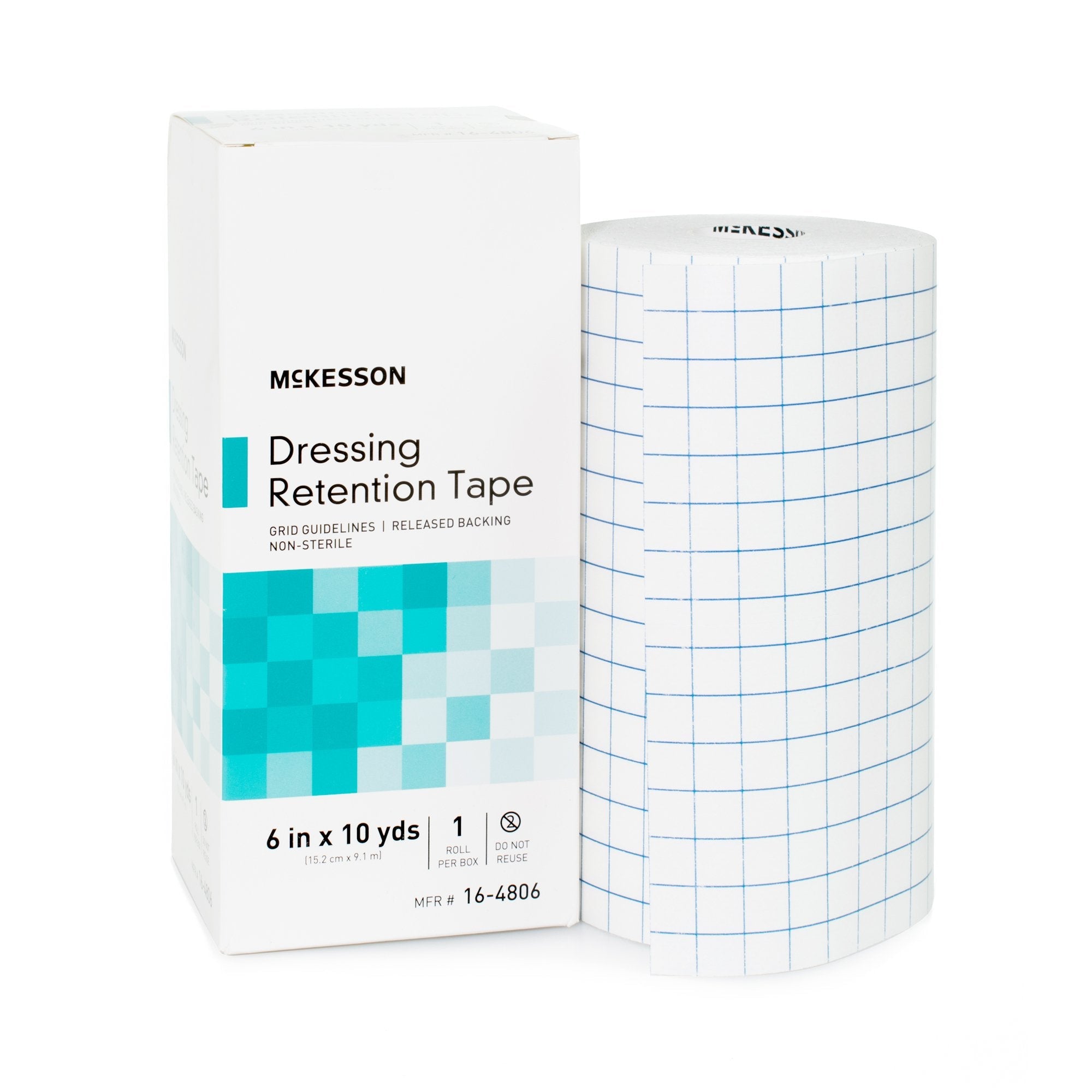 McKesson Nonwoven Fabric / Printed Release Paper Dressing Retention Tape, 6 Inch x 10 Yard, White (1 Unit)