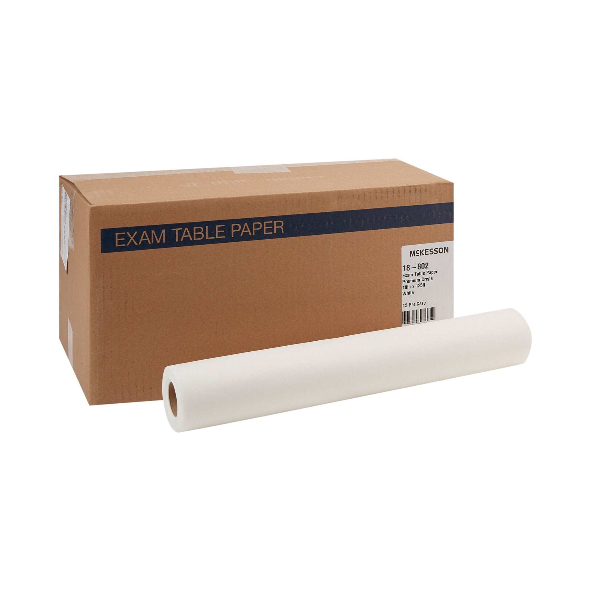 McKesson Crepe Table Paper, 18 Inch x 125 Foot, White (12 Units)