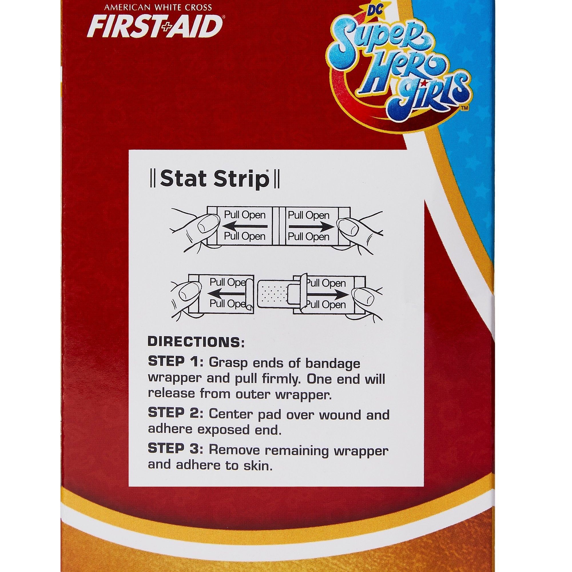 American® White Cross First Aid DC Super Hero Girls Kid Design Adhesive Strip, ¾ x 3 Inch (100 Units)