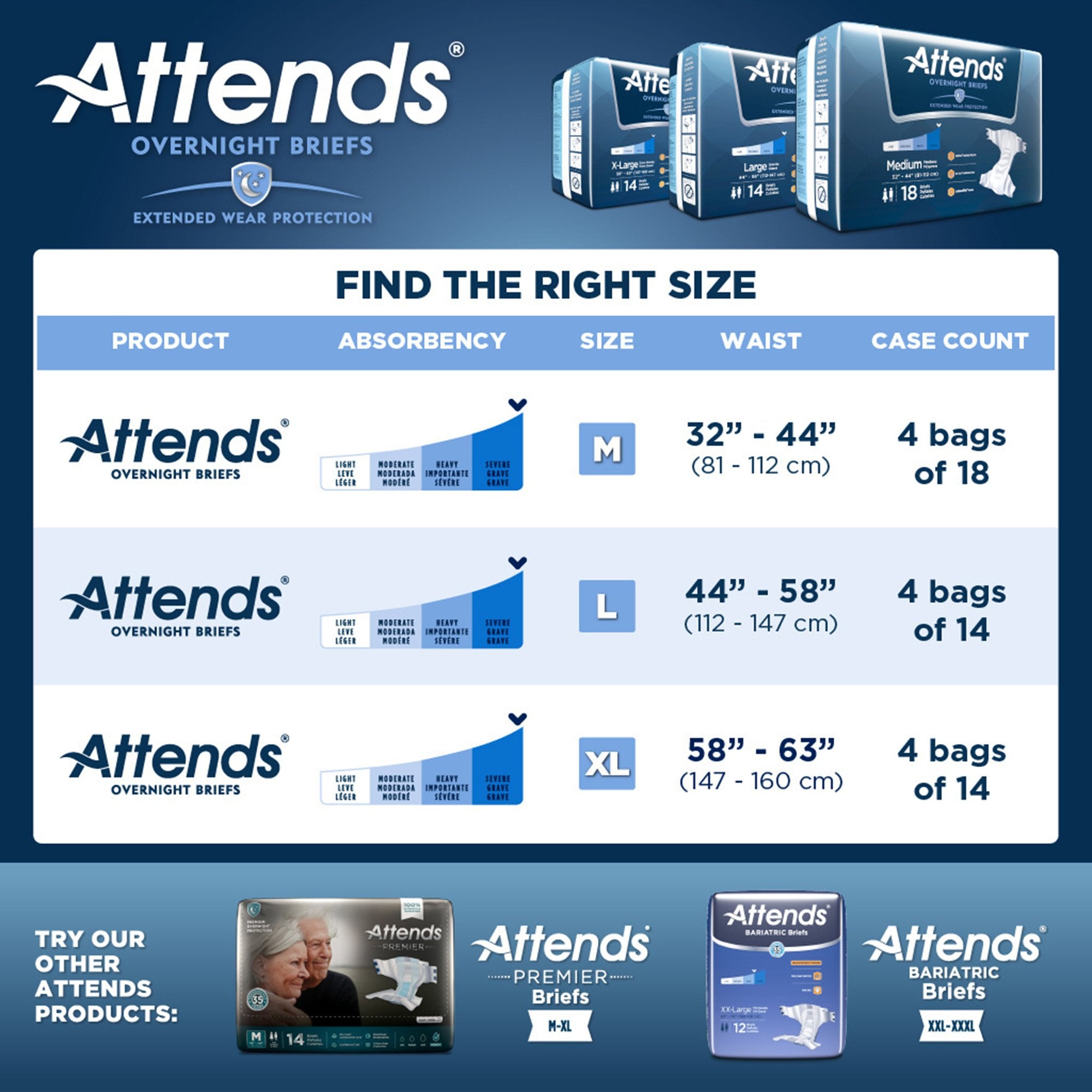 Attends® Briefs with Overnight Protection, Large (14 Units)