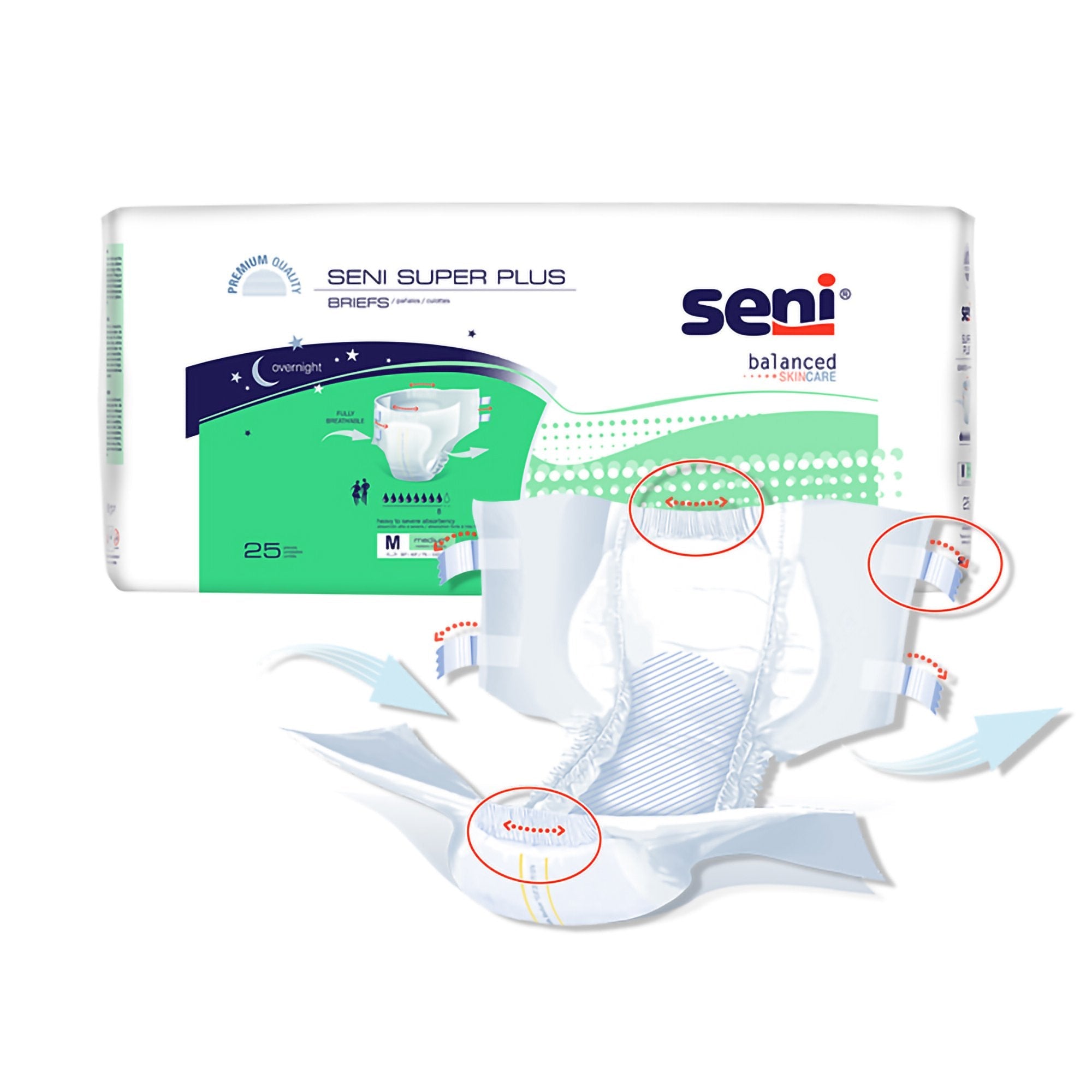 Seni® Super Plus Severe Absorbency Incontinence Brief, Regular (25 Units)