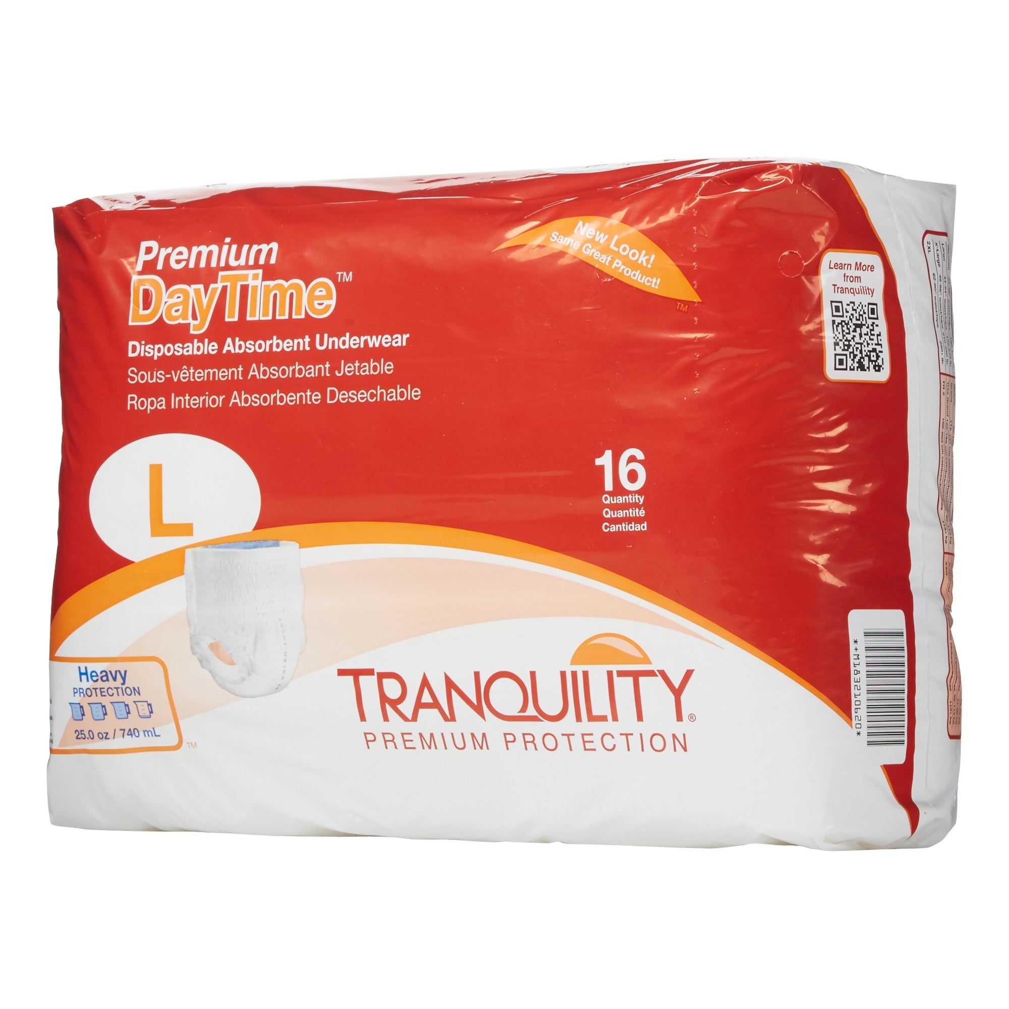 Tranquility Premium DayTime Absorbent Underwear, Large 16-Pack