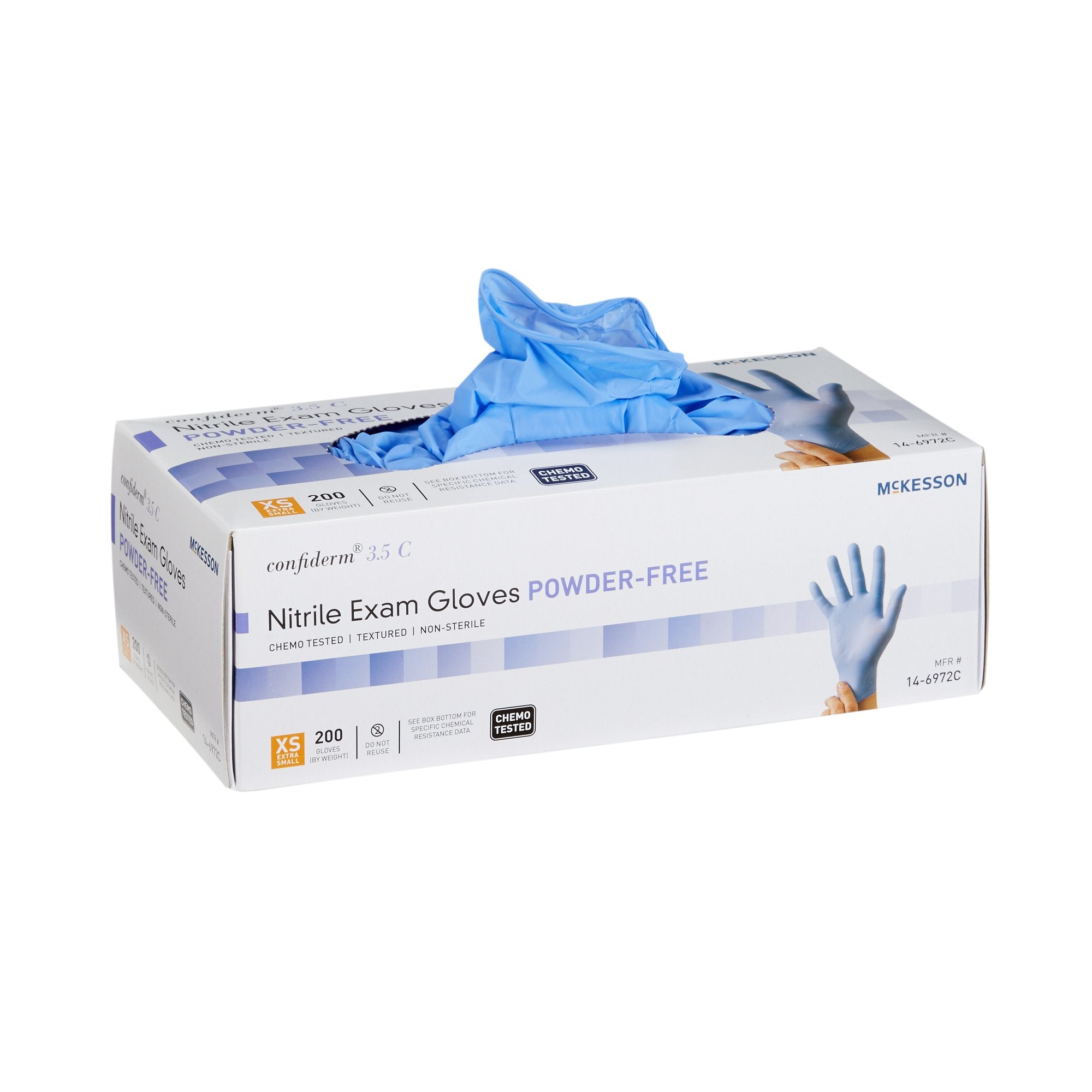McKesson Confiderm® 3.5C Nitrile Exam Glove, Extra Small, Blue (200 Units)