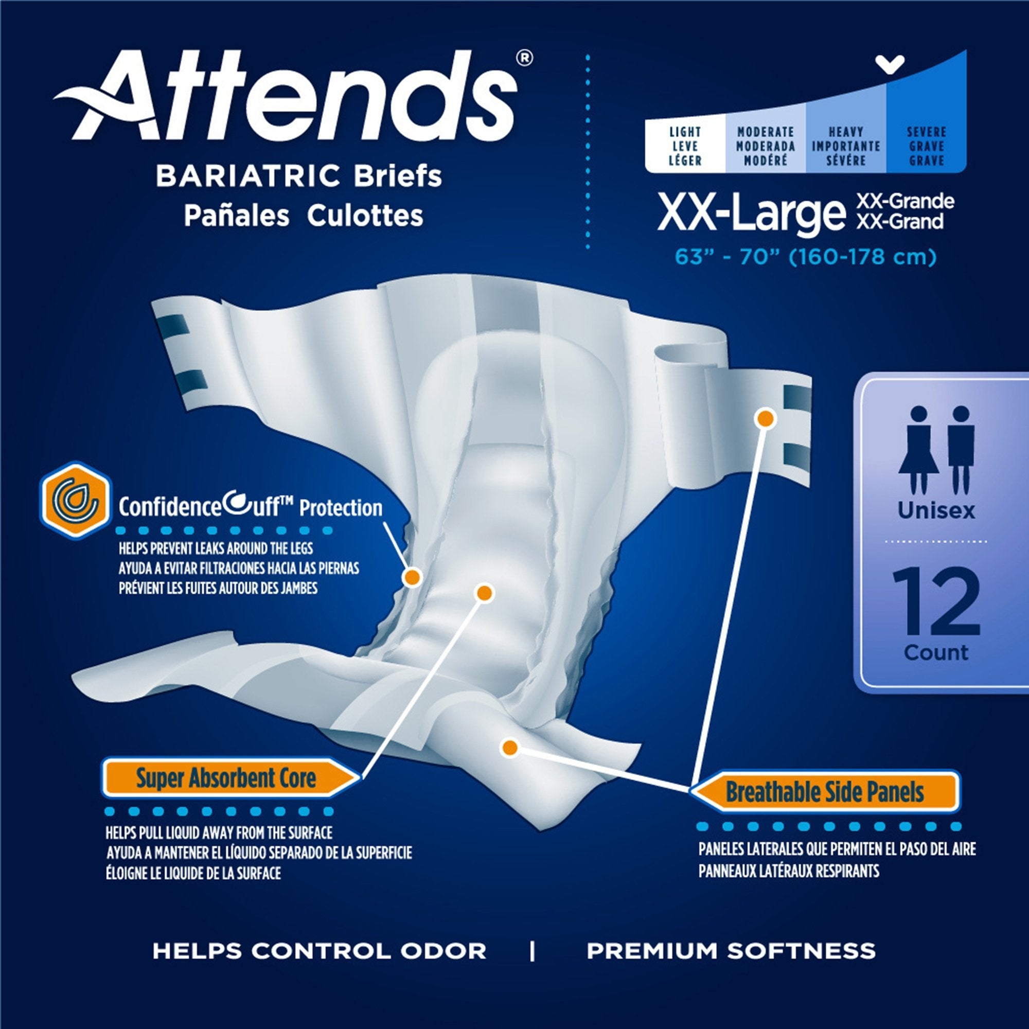 Attends Bariatric Briefs 2XL - Heavy Absorbency Disposable Incontinence Aid