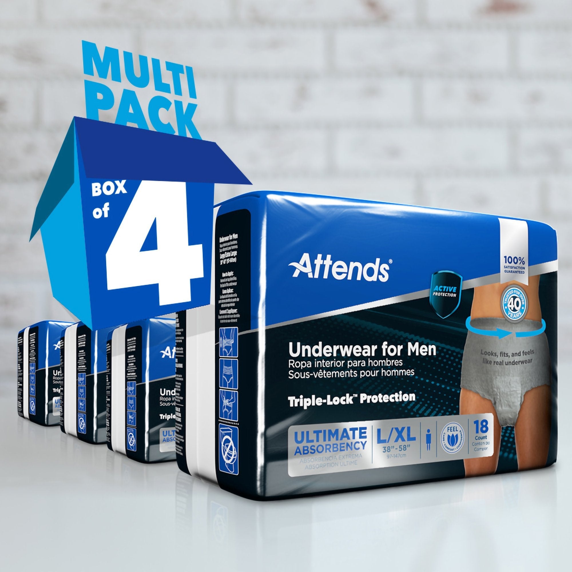 Attends® Discreet Men's Underwear, Level 5, Large / X-Large (18 Units)