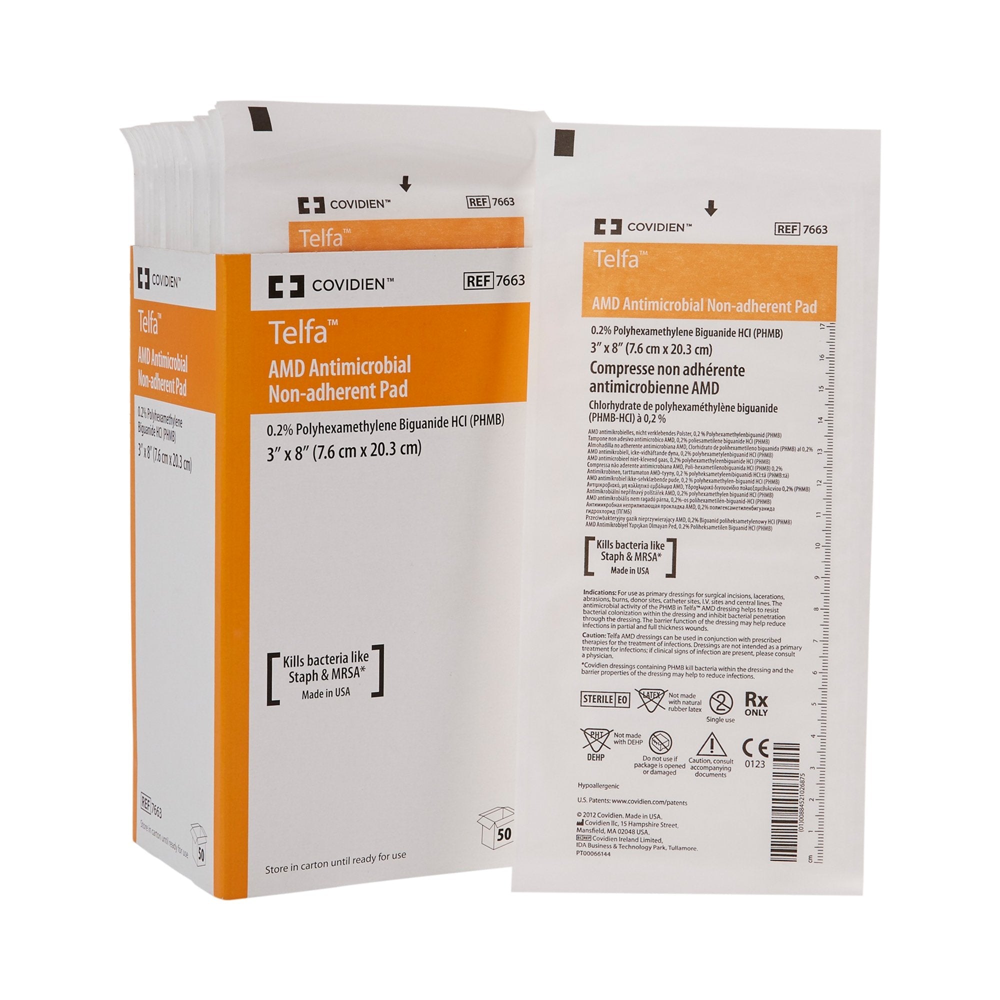 Telfa™ Impregnated Antimicrobial Dressing, 3 x 8 Inch (50 Units)