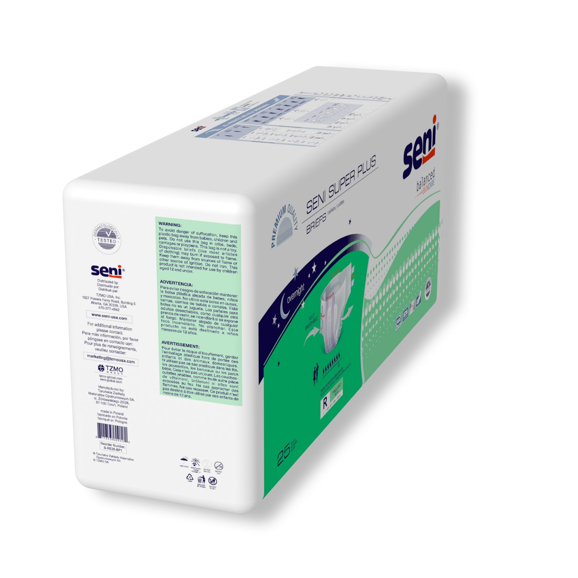 Seni® Super Plus Severe Absorbency Incontinence Brief, Regular (25 Units)