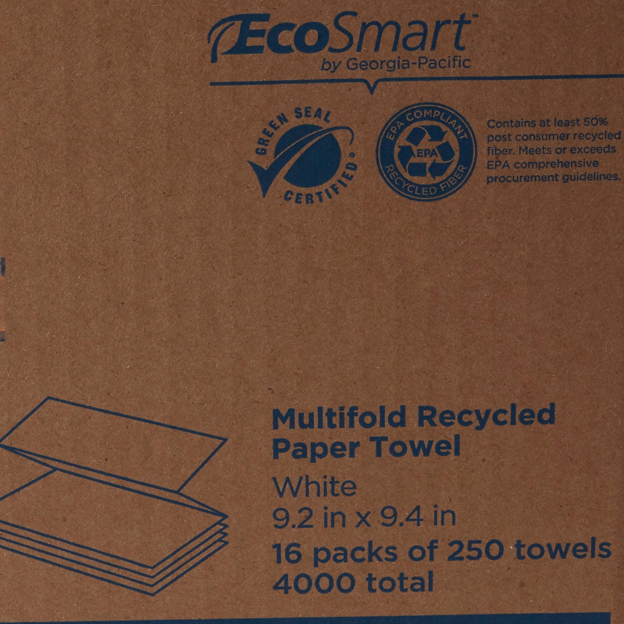 Pacific Blue Basic™ Recycled Multi-Fold Paper Towel, 250 Sheets per Pack (16 Units)