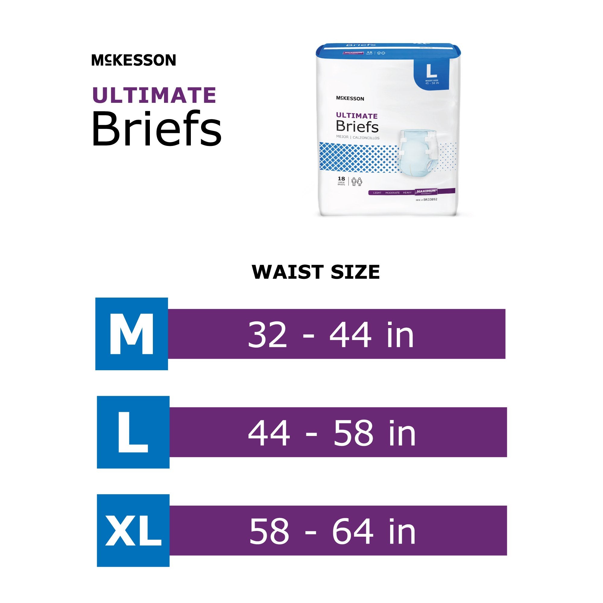 McKesson Ultimate Maximum Absorbency Incontinence Brief, Medium (16 Units)