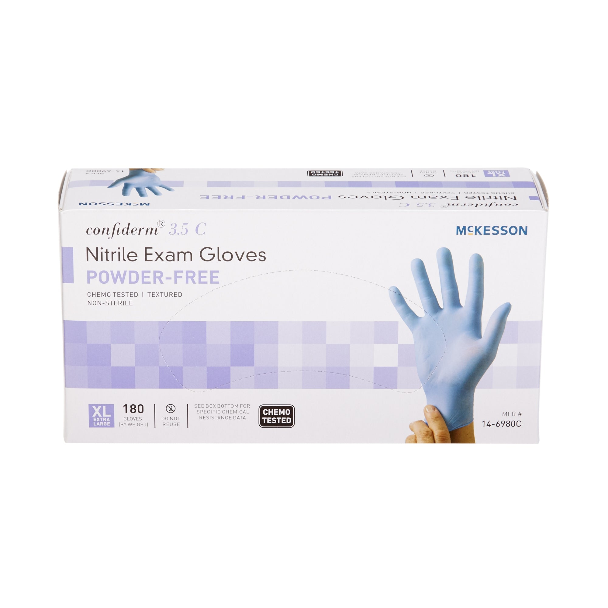 McKesson Confiderm 3.5C Nitrile Exam Gloves XL, Blue - Chemo Rated (180ct)