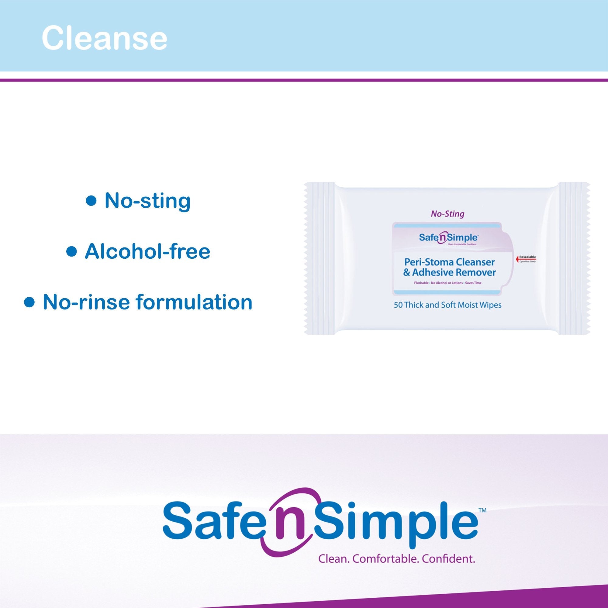 Safe n Simple™ Adhesive Remover Wipes (50 Units)