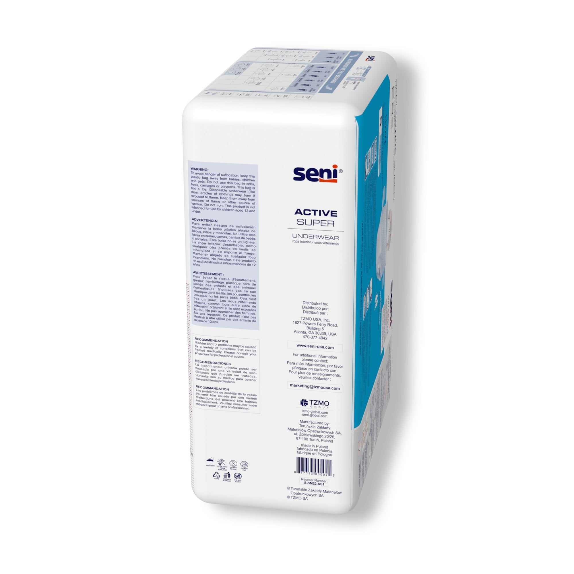 Seni® Active Super Moderate to Heavy Absorbent Underwear, Small (22 Units)