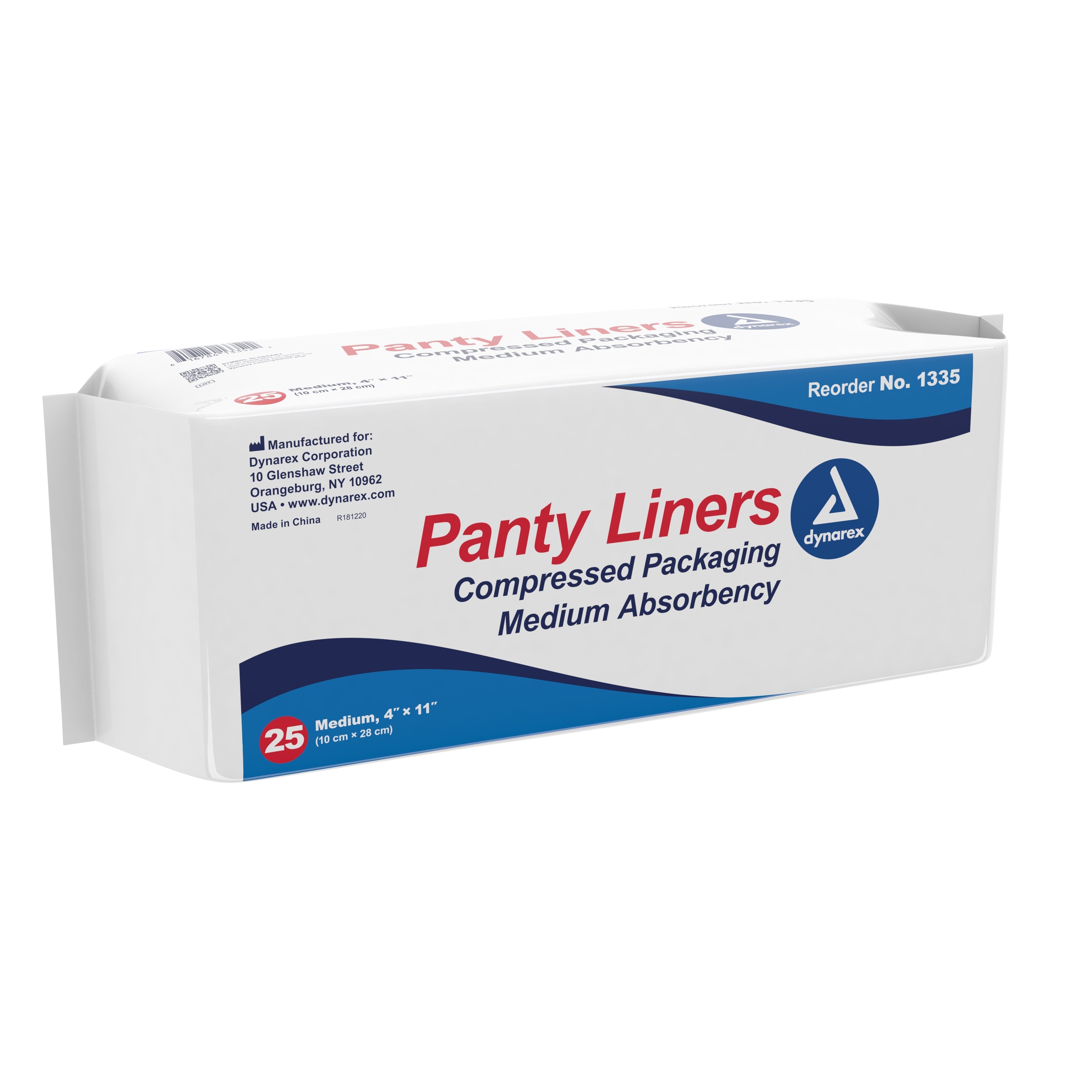 Dynarex® Medium Absorbency Bladder Control Pad, 4 x 11 Inch (25 Units)