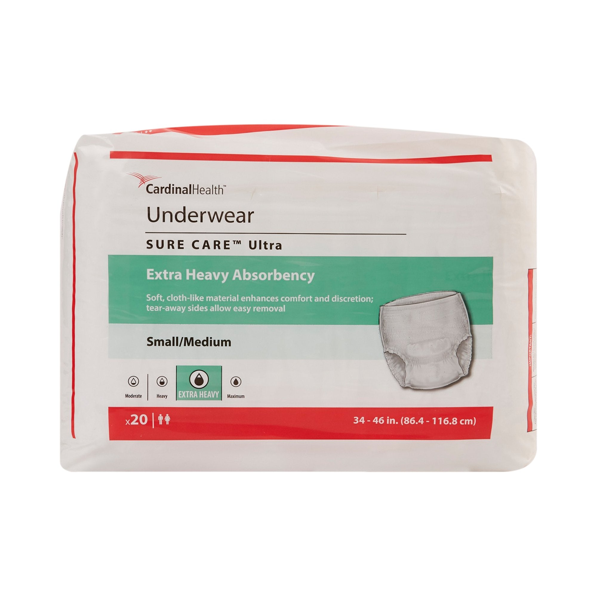 Sure Care™ Ultra Extra Heavy Absorbent Underwear, Medium (20 Units)