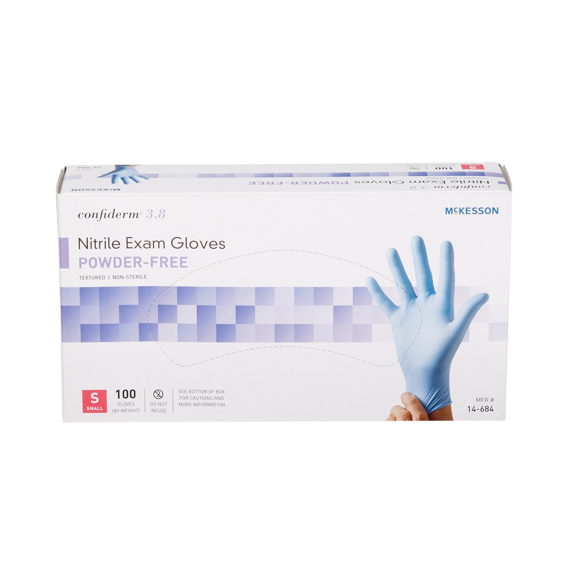 McKesson Confiderm® 3.8 Small Nitrile Exam Gloves, Blue - 100 Pack