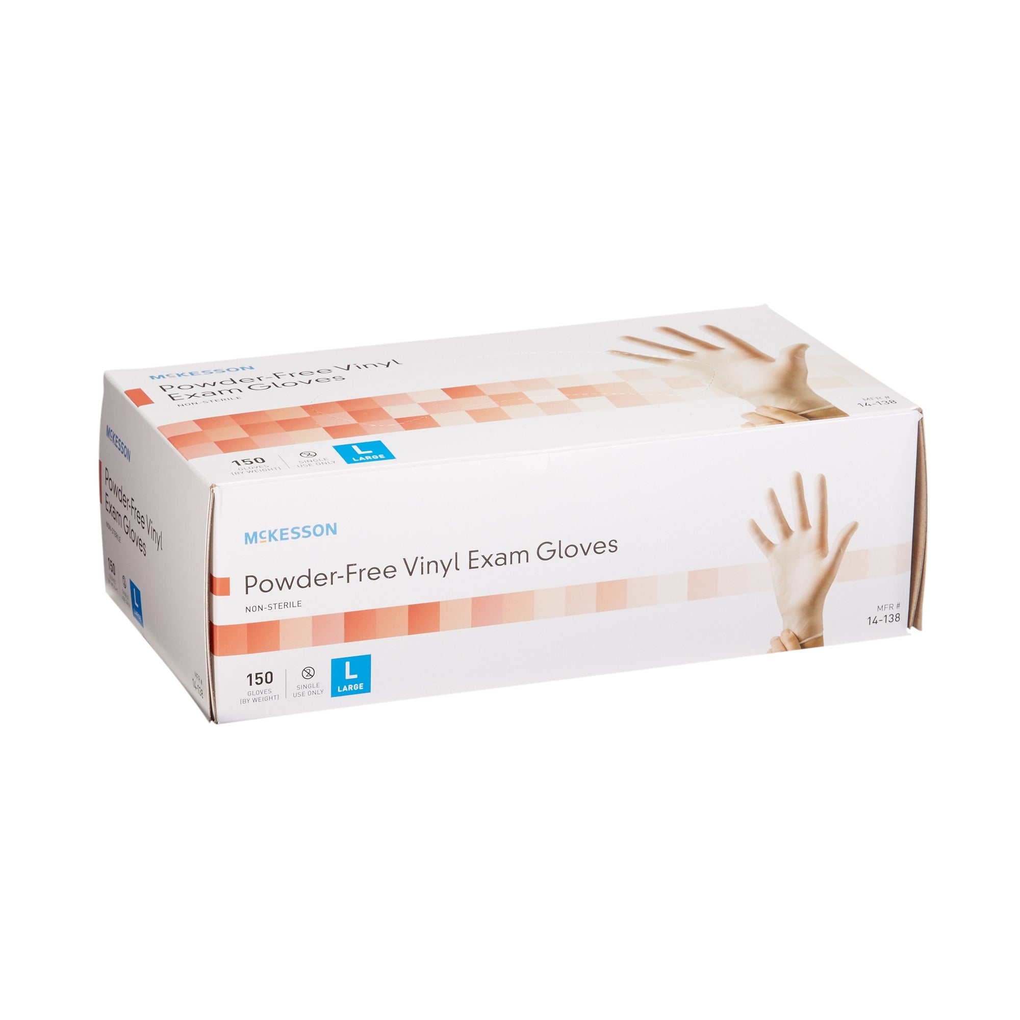 McKesson Large Vinyl Exam Gloves - Clear, Powder-Free (150 Pack)