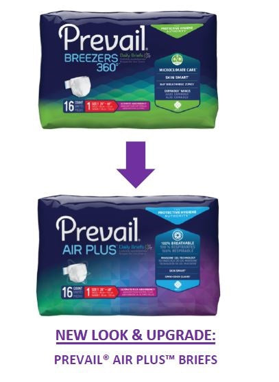 Prevail Air Plus Daily Briefs Size 2, 18 Pack - Unisex Incontinence Aid