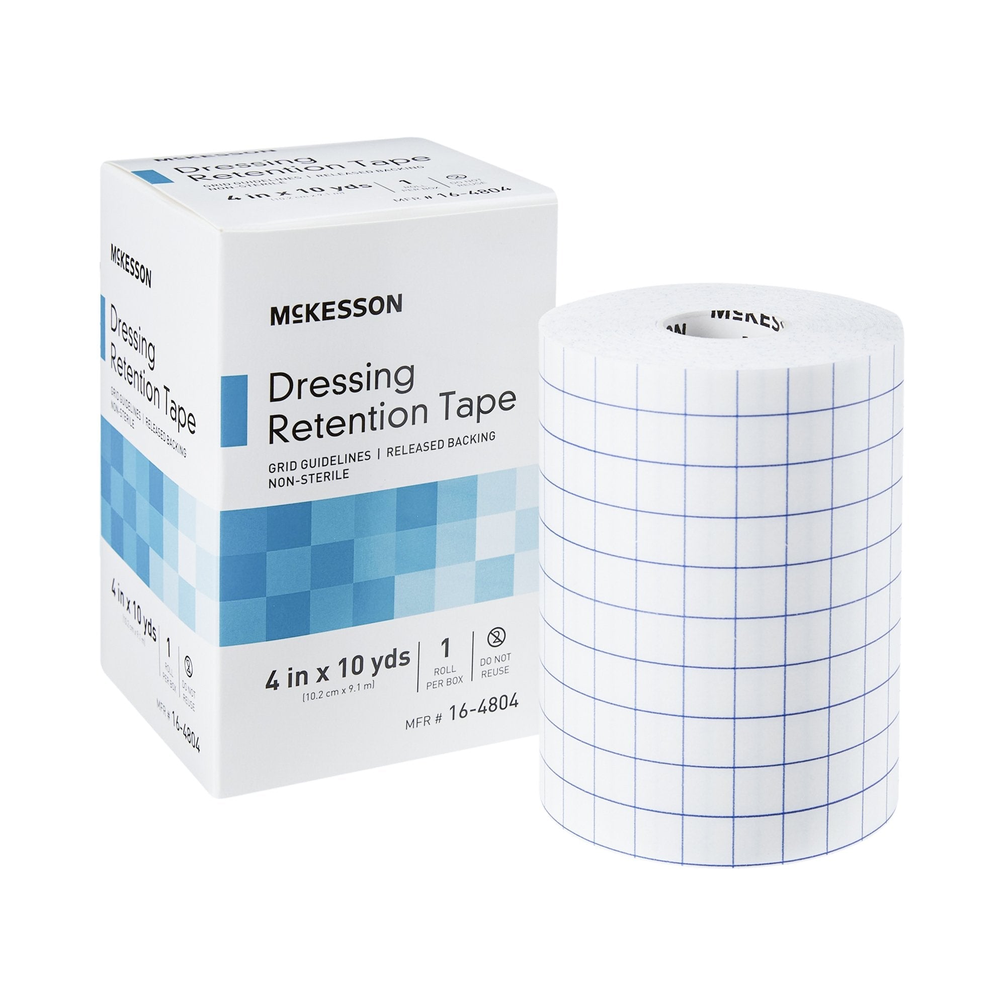 McKesson Nonwoven Fabric / Printed Release Paper Dressing Retention Tape, 4 Inch x 10 Yard, White (1 Unit)