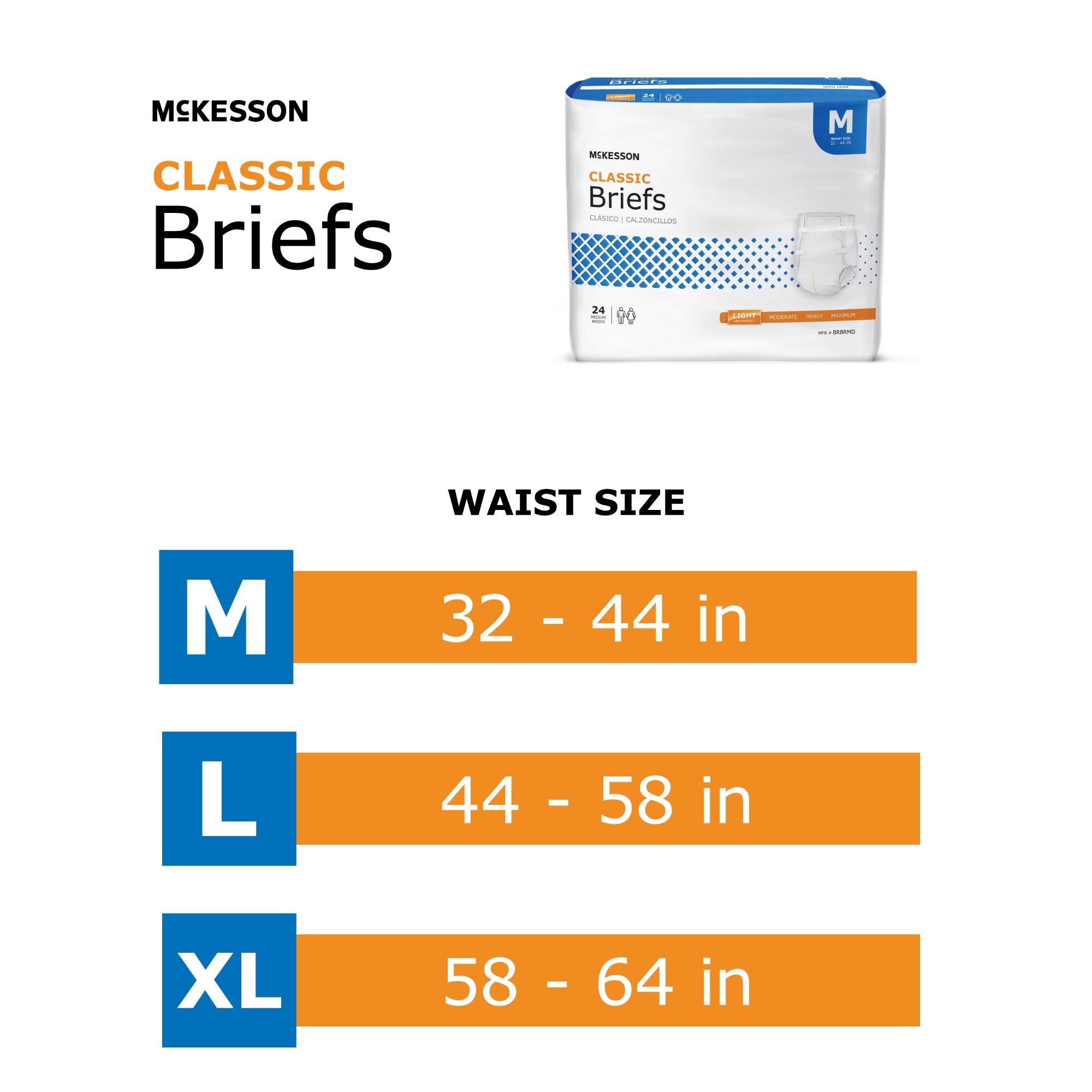 McKesson Classic Large Incontinence Briefs - Light Absorbency (18-Pack)