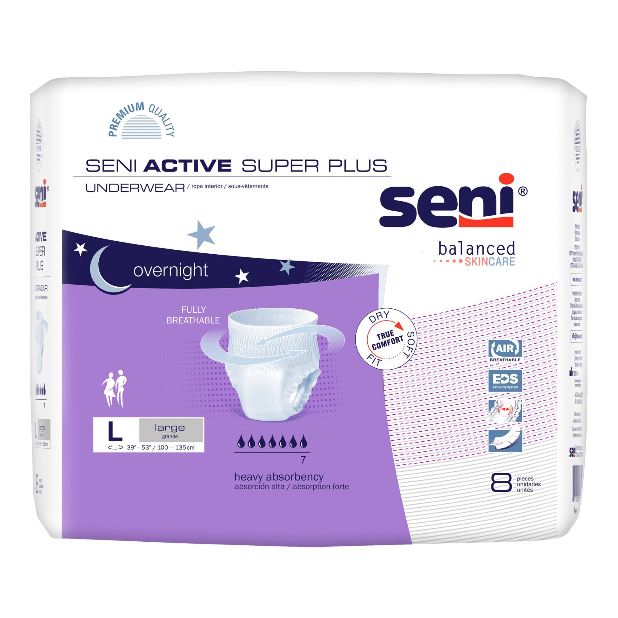 Seni® Active Super Plus Heavy Absorbent Underwear, Large (8 Units)