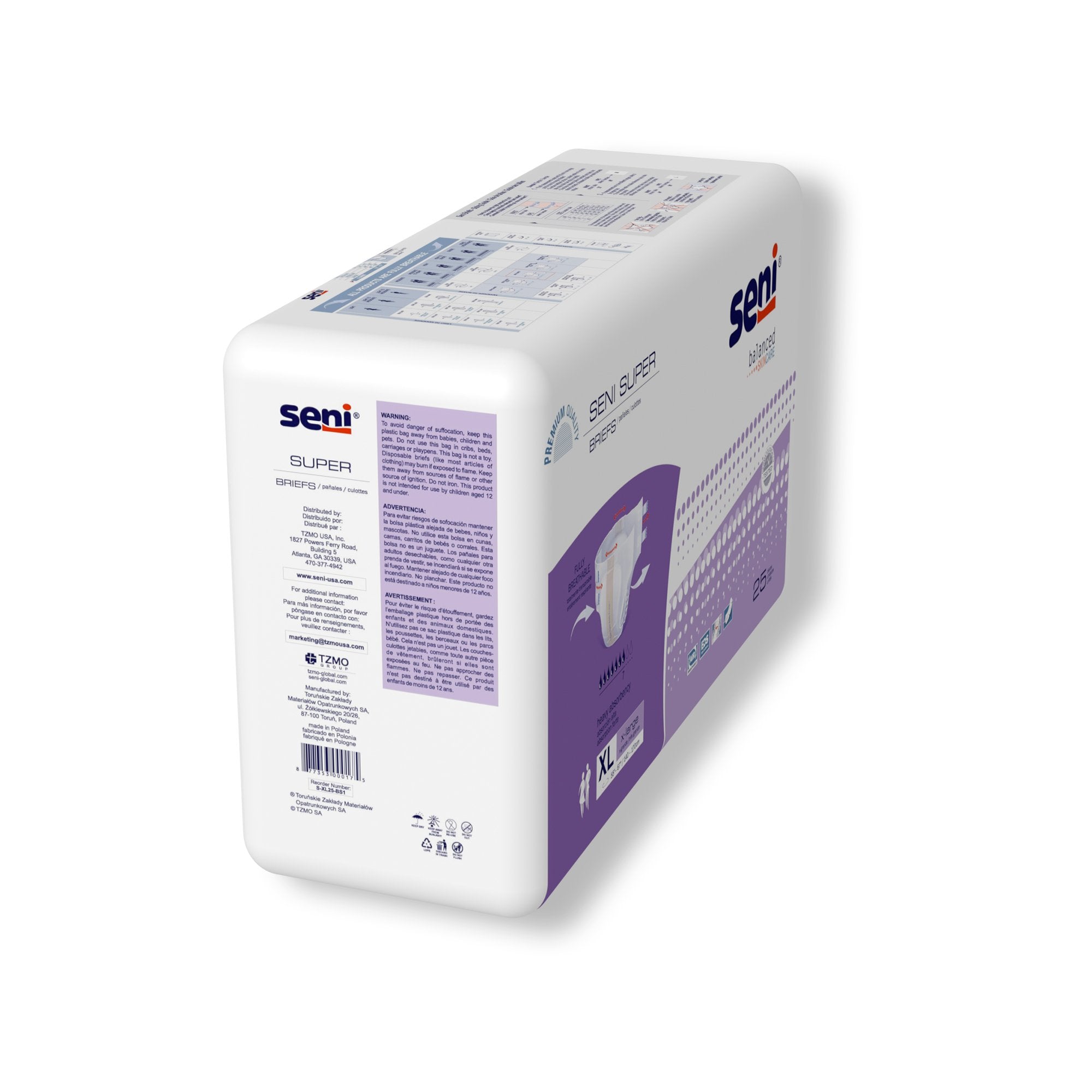 Seni® Super Heavy Absorbency Incontinence Brief, Extra Large (25 Units)