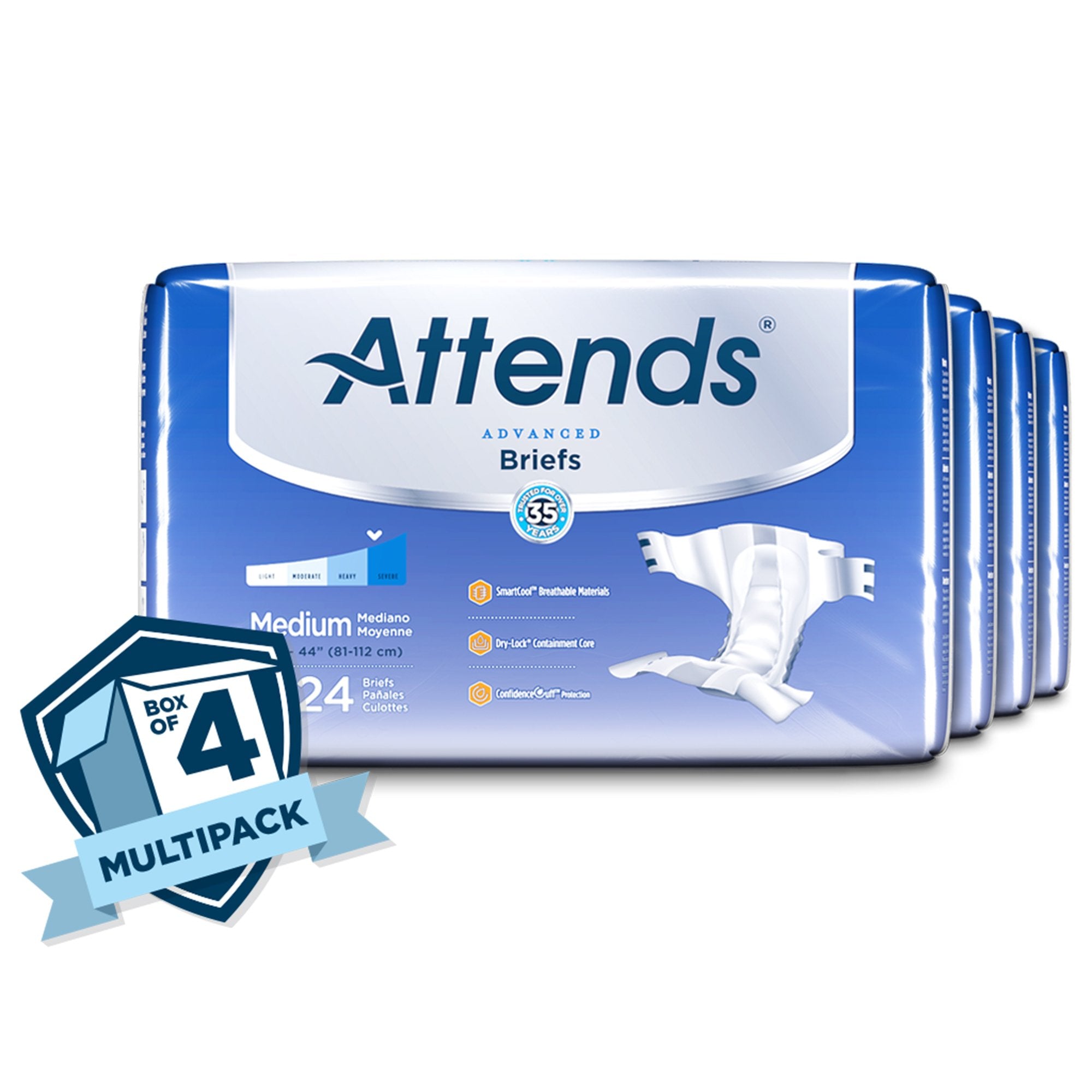 Attends® Advanced Medium Briefs - Unisex Incontinence Care (24 Pack)