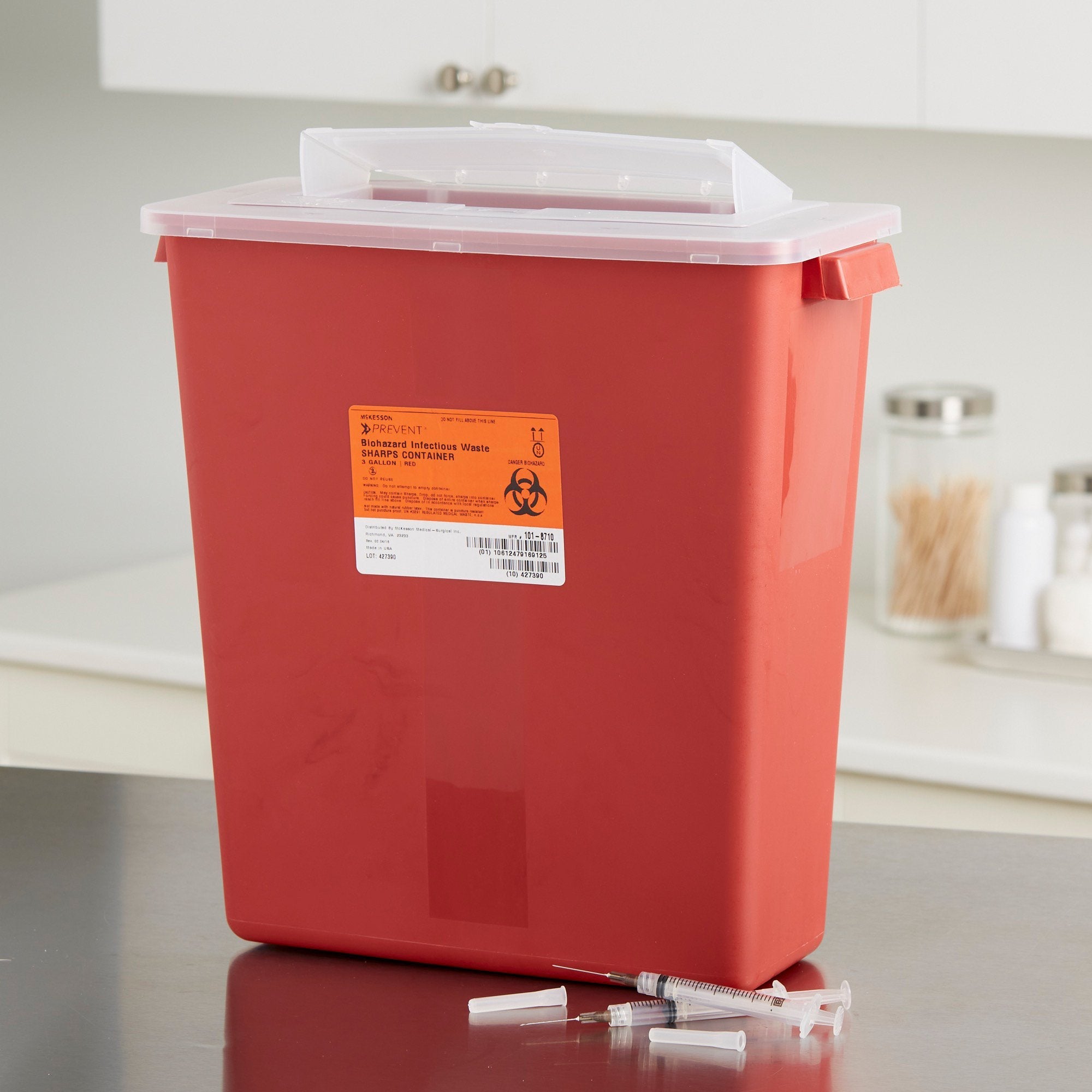 McKesson Prevent® Multi-purpose Sharps Container, 3 Gallon, 13-1/2 x 12-1/2 x 6 Inch (12 Units)