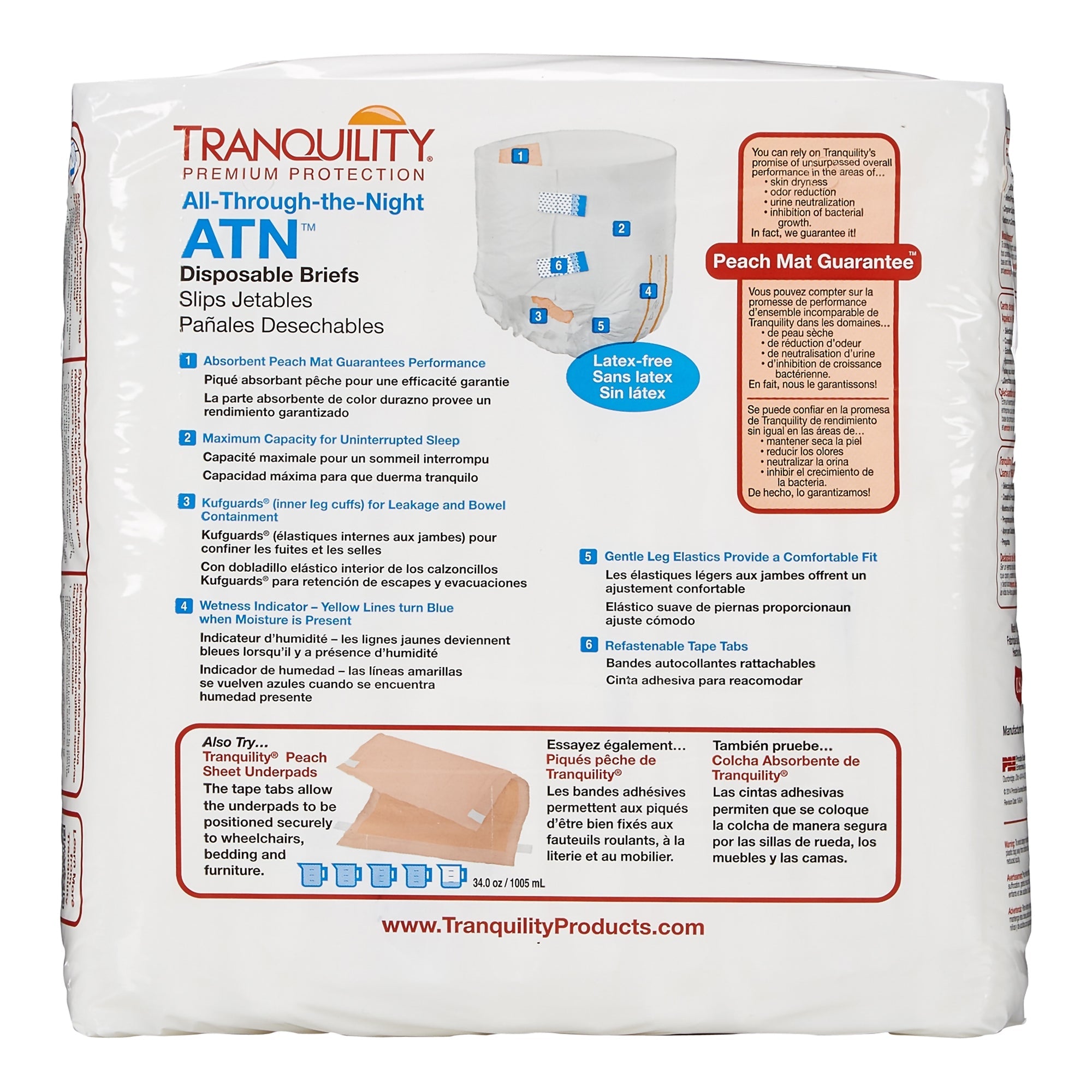 Tranquility® ATN Large Incontinence Briefs - 33 oz Absorbency (12 Pack)