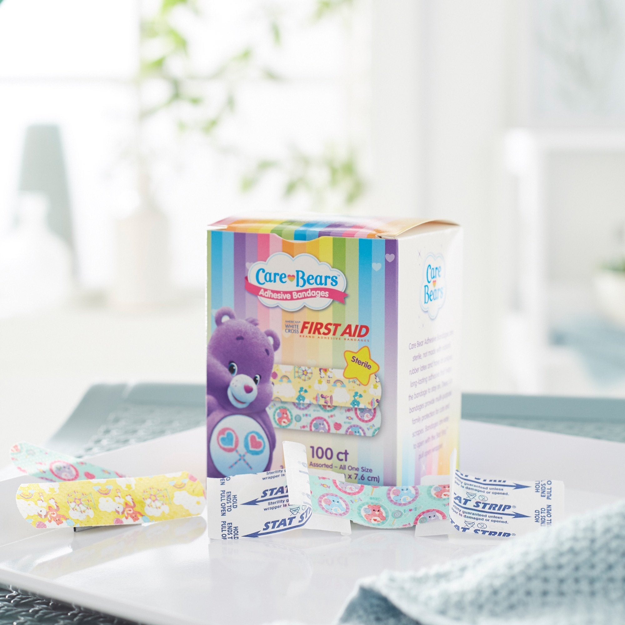 American® White Cross Stat Strip® Kid Design (Care Bears) Adhesive Strip, 3/4 x 3 Inch (100 Units)