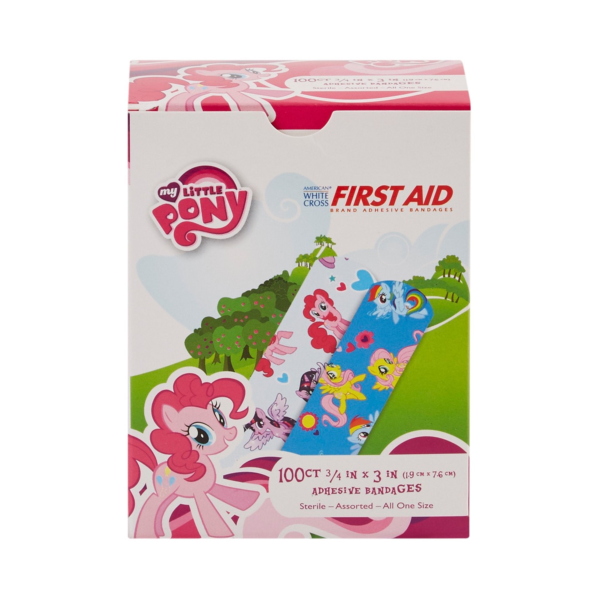 American® White Cross Stat Strip® Kid Design (My Little Pony) Adhesive Strip, 3/4 x 3 Inch (100 Units)