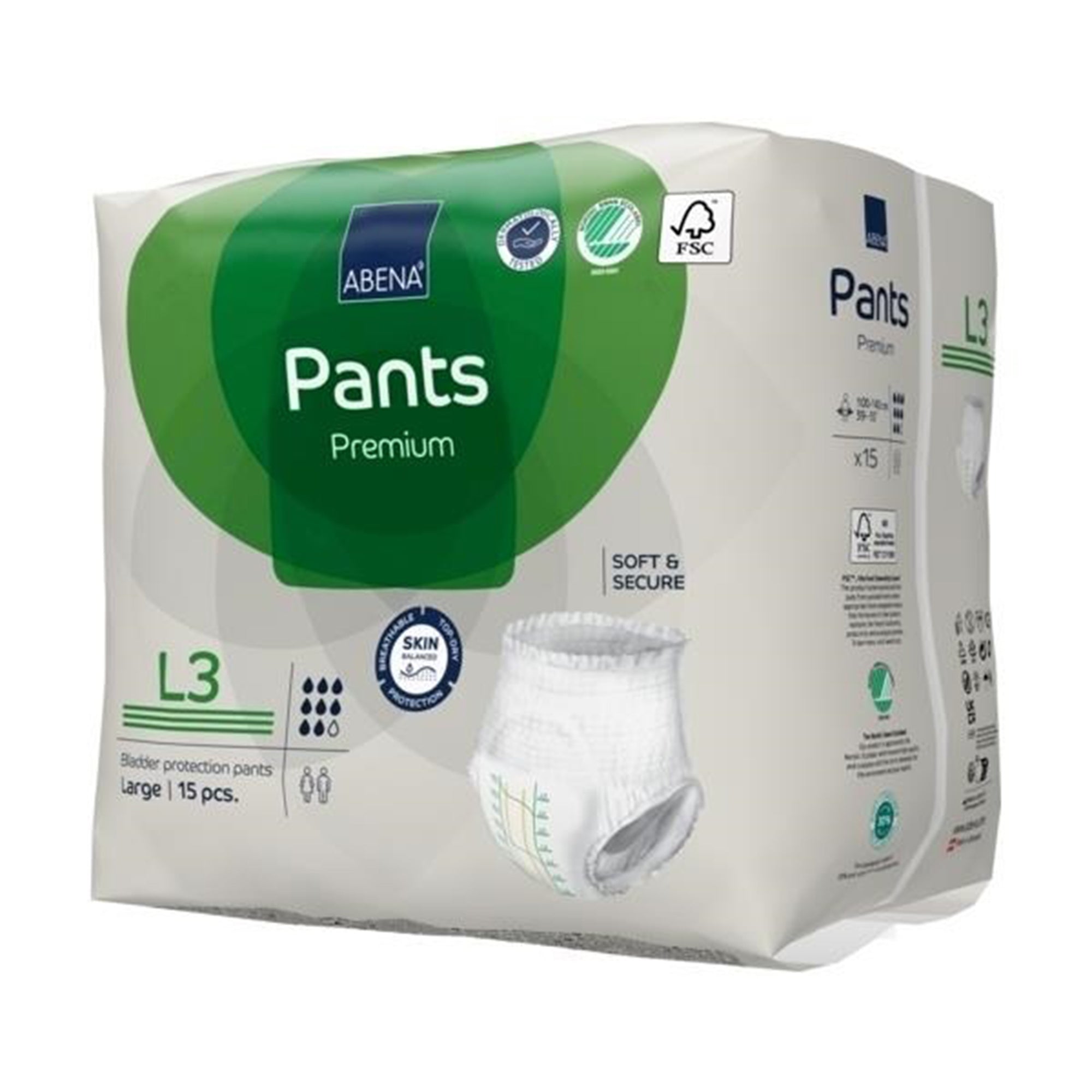 Abena Premium Pants L3 - High Absorbency Incontinence Briefs, Large