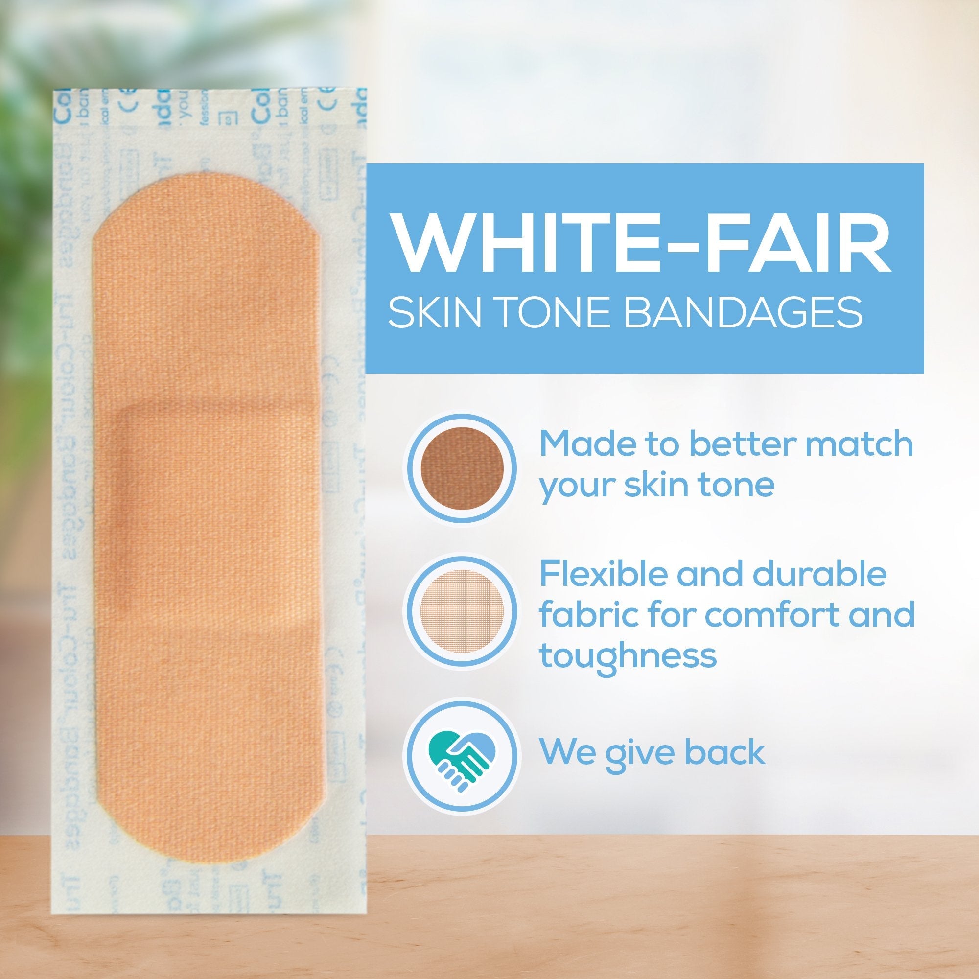 Tru-Colour Skin Tone Adhesive Bandages for Fair Skin Tone Shades (30 Units)