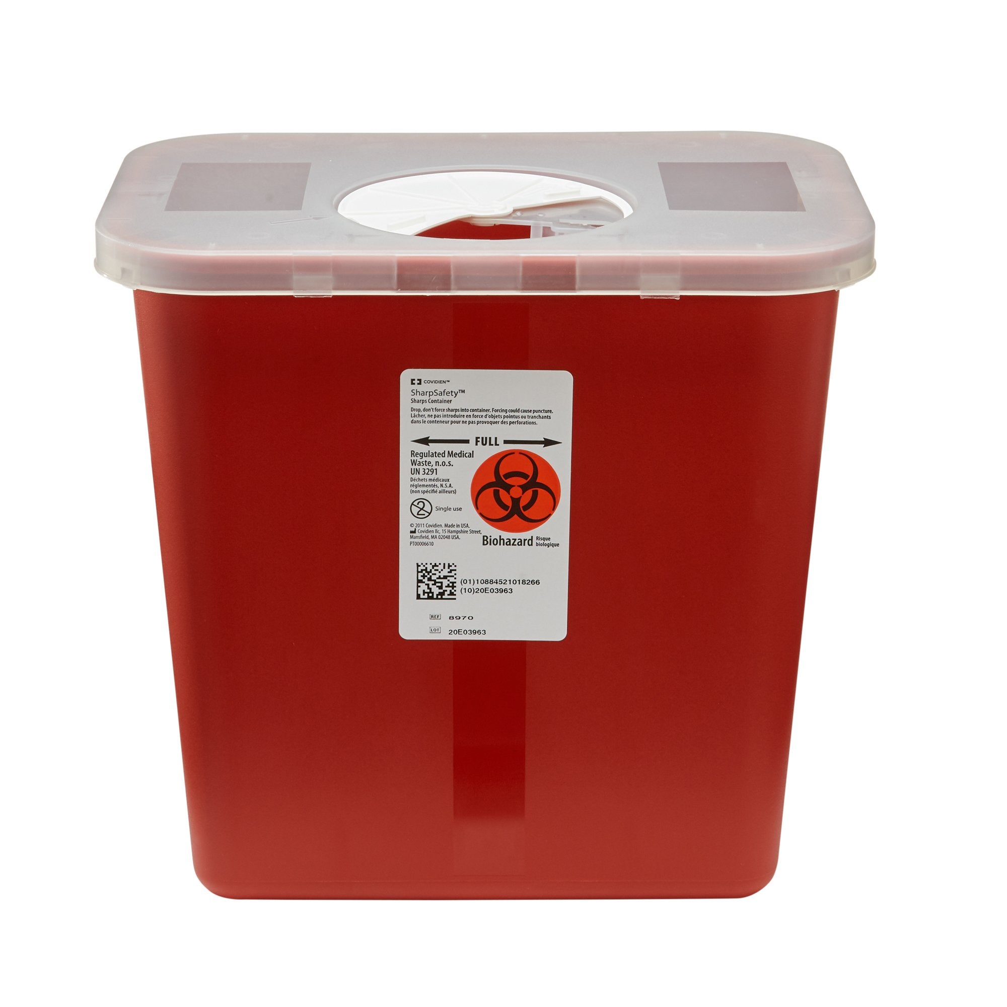 SharpSafety™ Multi-purpose Sharps Container, 2 Gallon, 10 x 7¼ x 10½ Inch (20 Units)