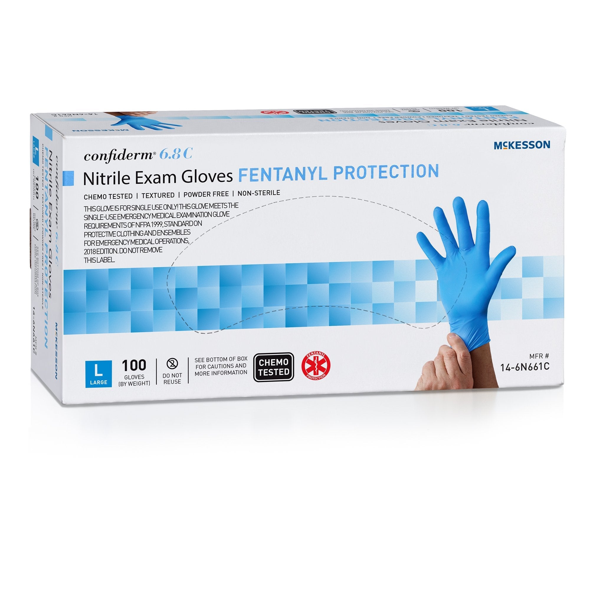 McKesson Confiderm® 6.8C Nitrile Exam Glove, Large, Blue (100 Units)