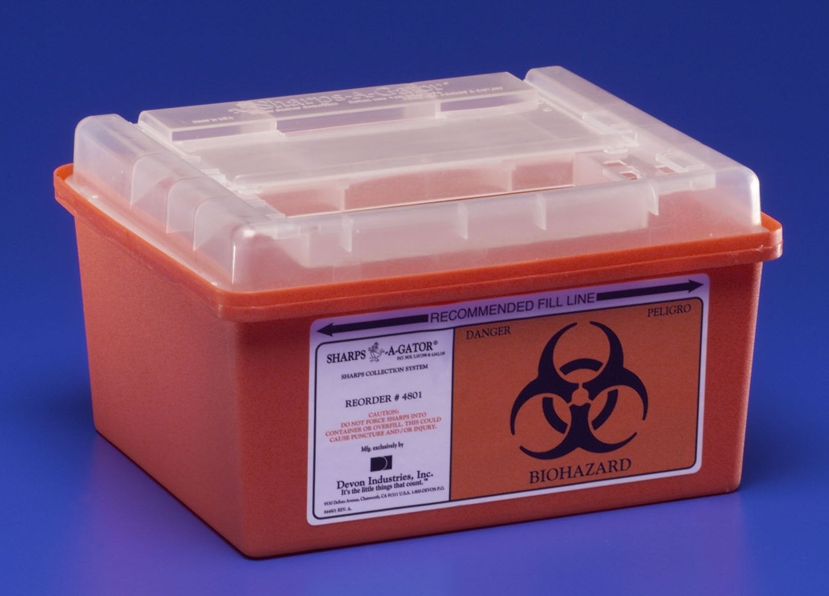 Sharps-A-Gator™ Multi-purpose Sharps Container, 1 Gallon, 6¼ x 7 x 10½ Inch (32 Units)
