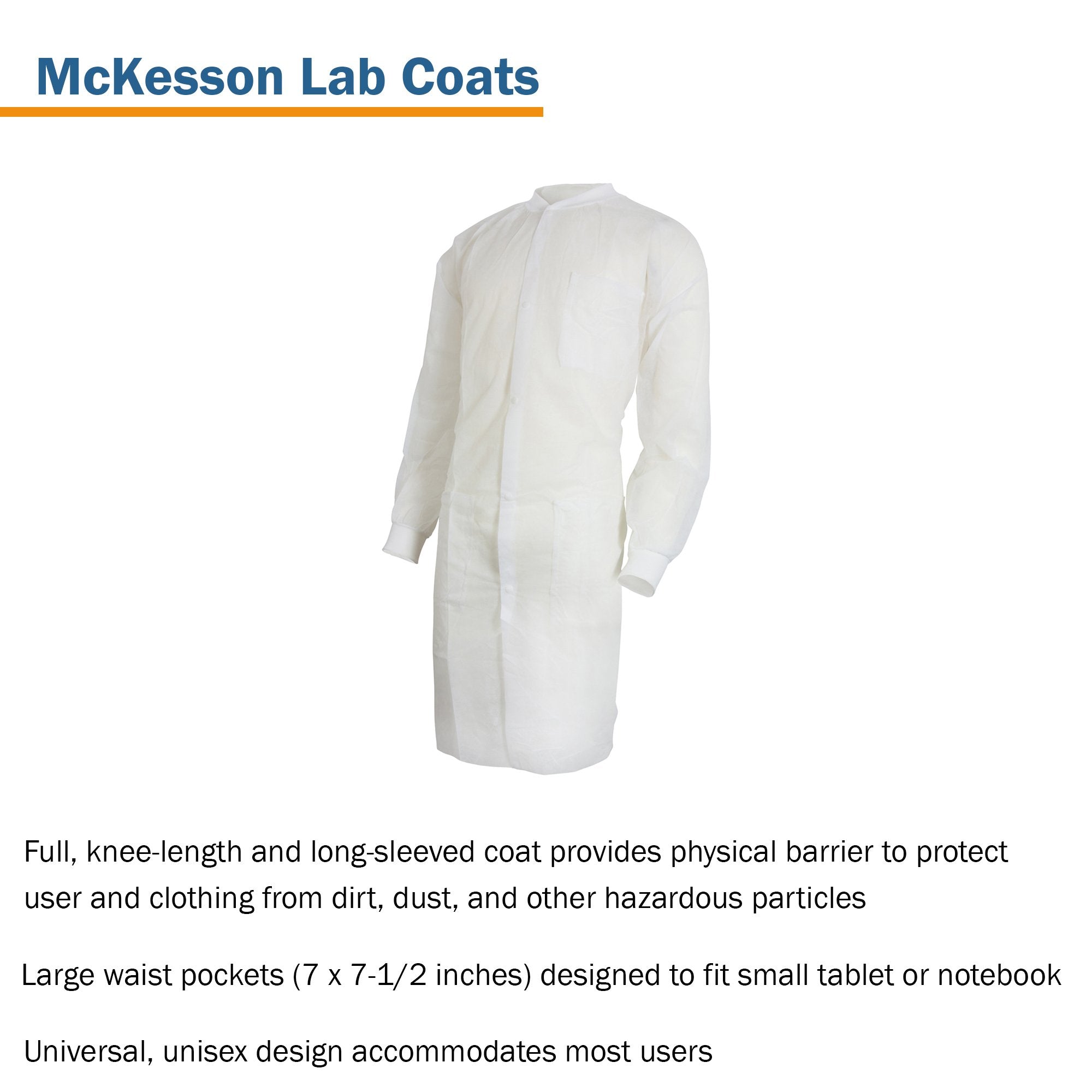 McKesson Lab Coat, Large / X-Large, White (30 Units)